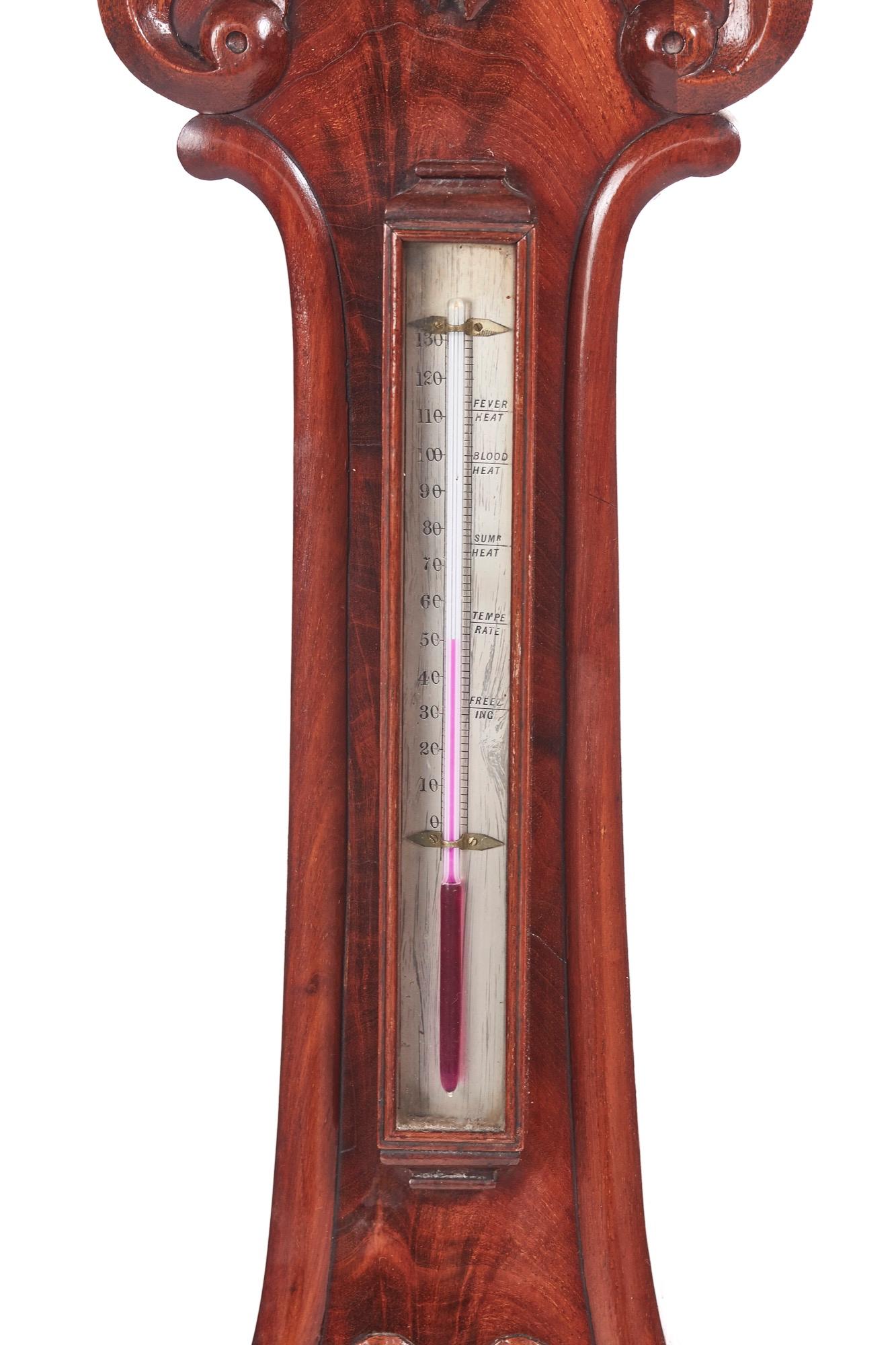 Antikes geschnitztes Banjo-Barometer aus Wurzelnussholz, um 1880 (Spätes 19. Jahrhundert) im Angebot