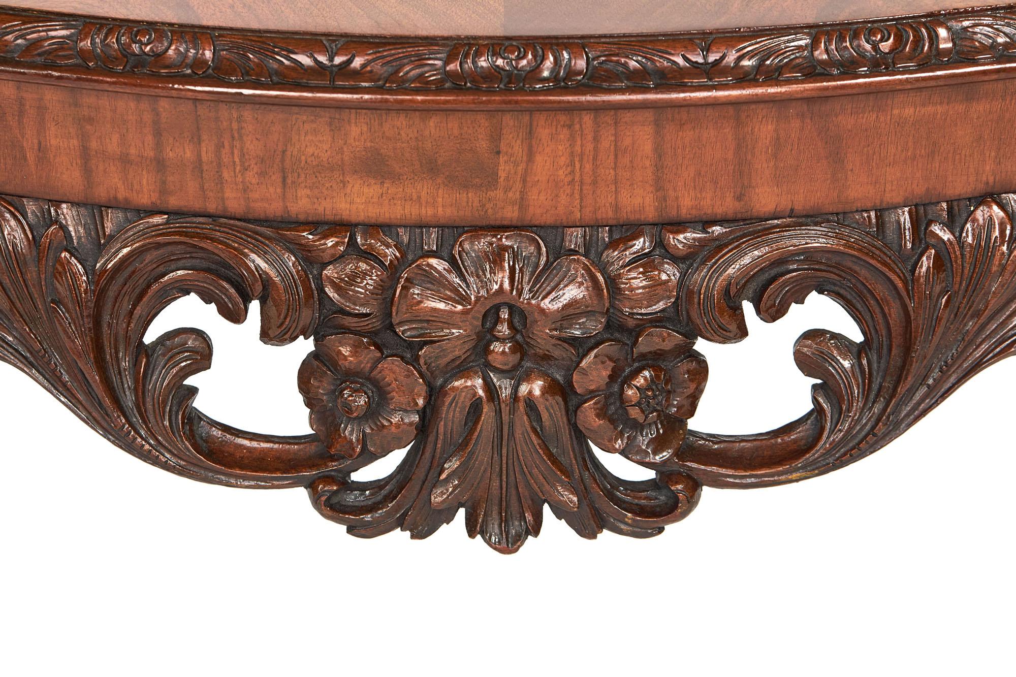 English Antique Carved Burr Walnut Coffee Table