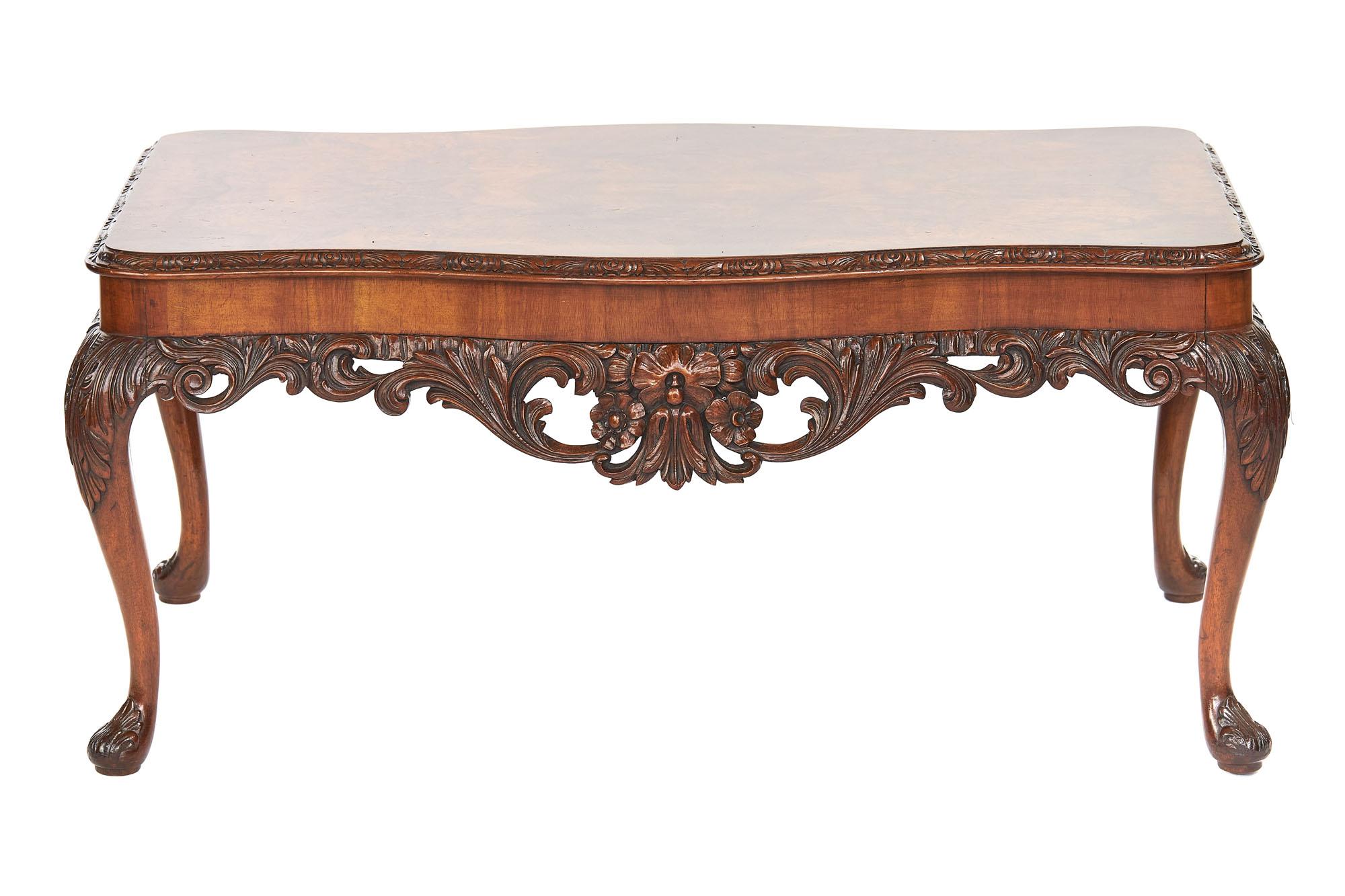 Antique Carved Burr Walnut Coffee Table 2