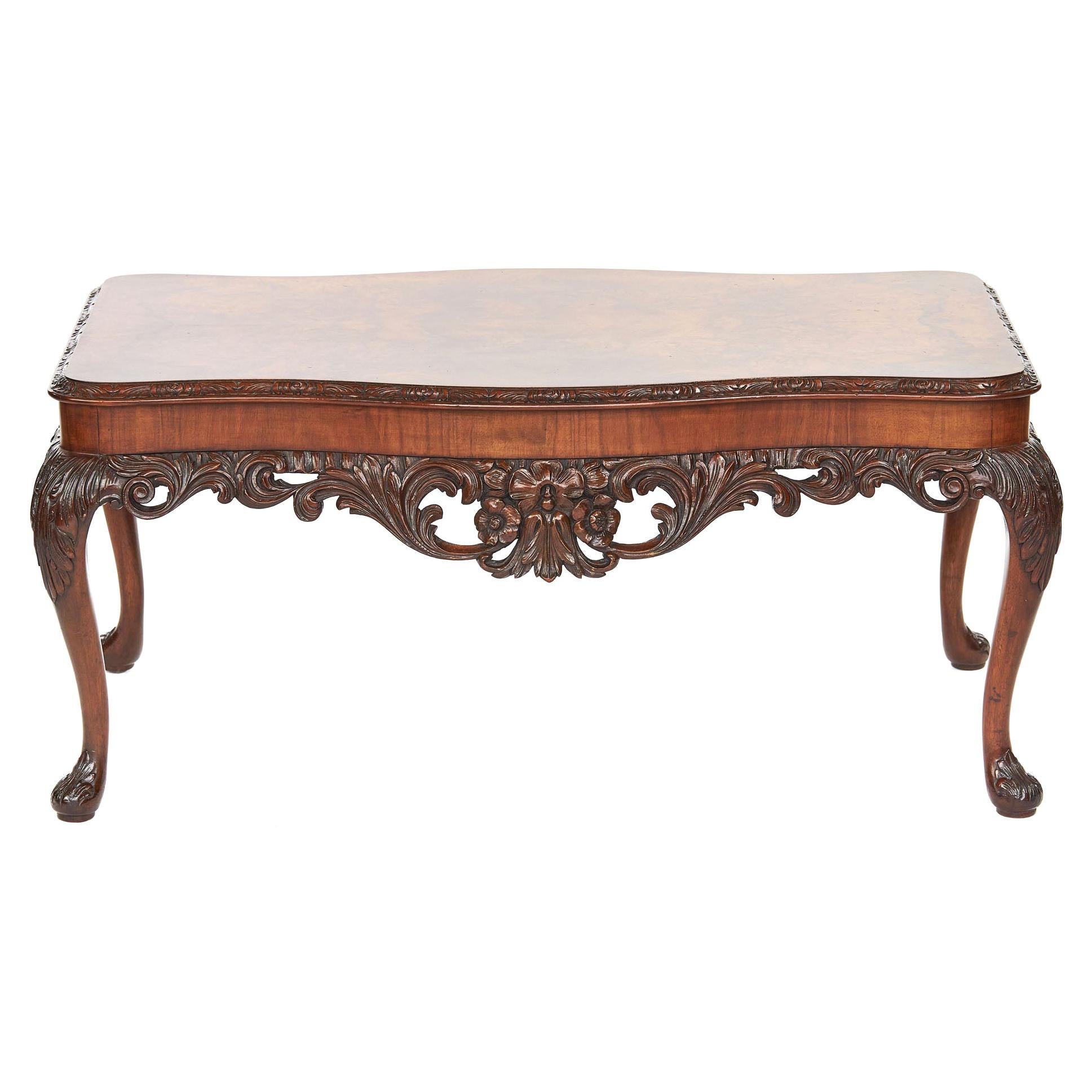 Antique Carved Burr Walnut Coffee Table