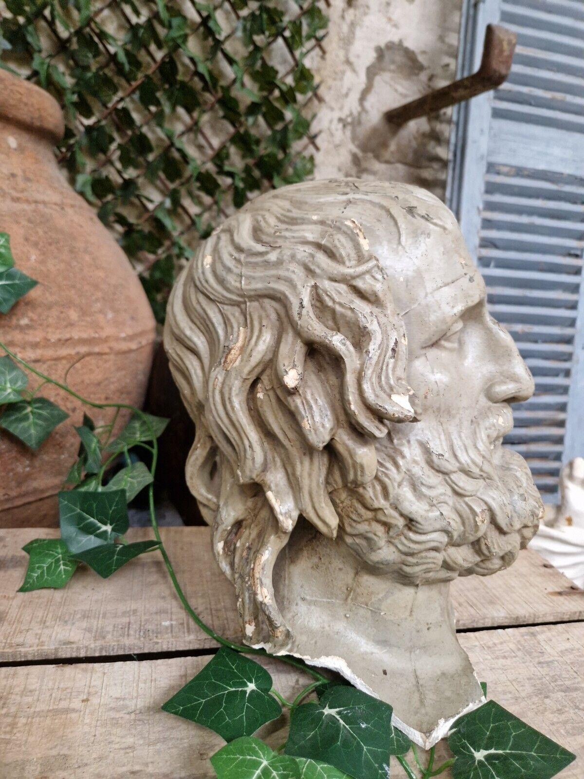 Hellenistic Antique Carved Bust Head of Greek Euripides Tragedian For Sale