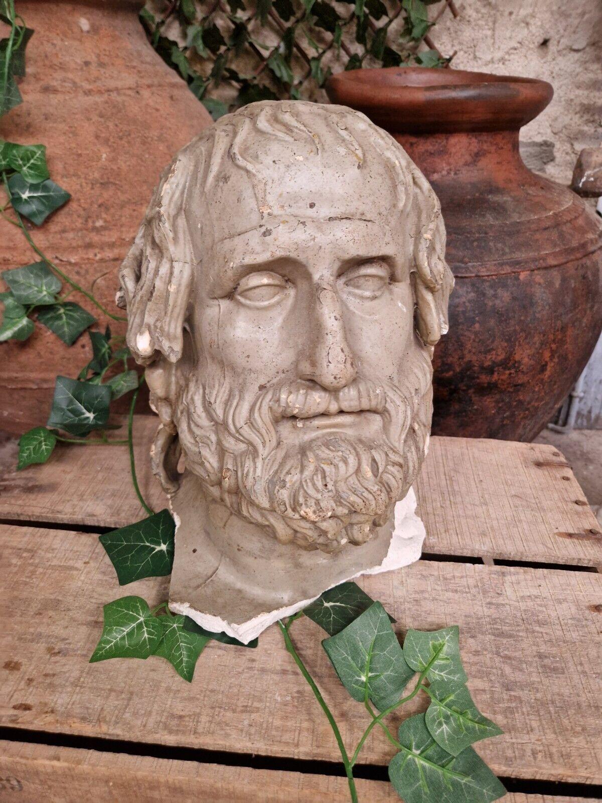 Plâtre Tête de buste sculptée ancienne d'EURipides Tragédiennes grecques en vente