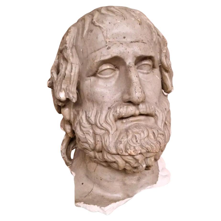 Antique Carved Bust of Euripides Tragedian