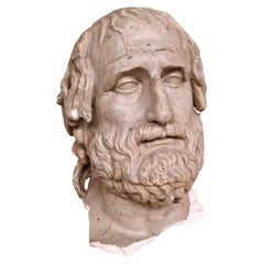 Antique Carved Bust of Euripides Tragedian