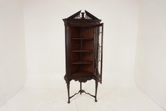 Antique Carved Cabinet, Mahogany Corner Cabinet on Stand, Scotland 1890, B2096