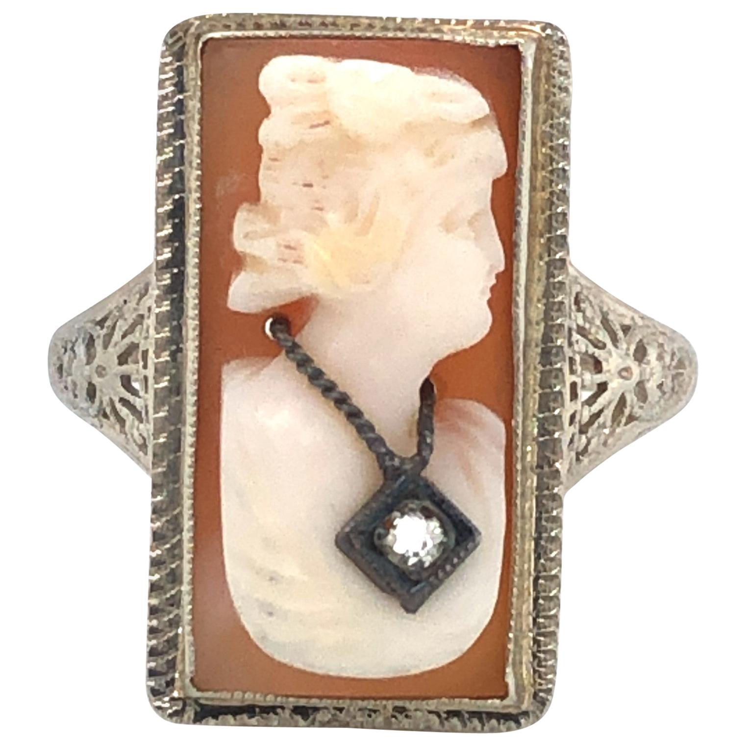 Antique Carved Cameo Ring For Sale
