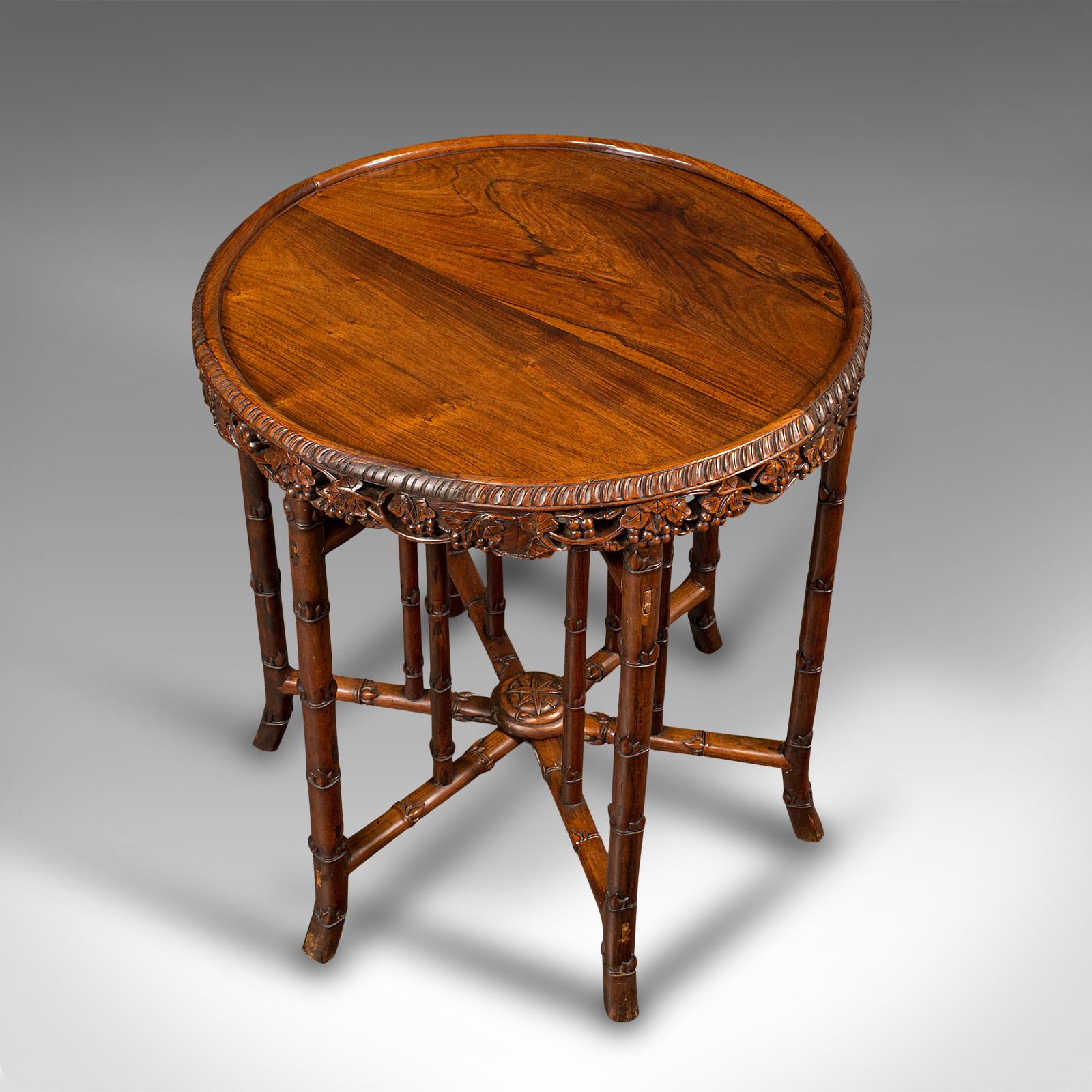 19th Century Antique Carved Campaign Table, Anglo Indian, Folding, Colonial, Victorian, 1880