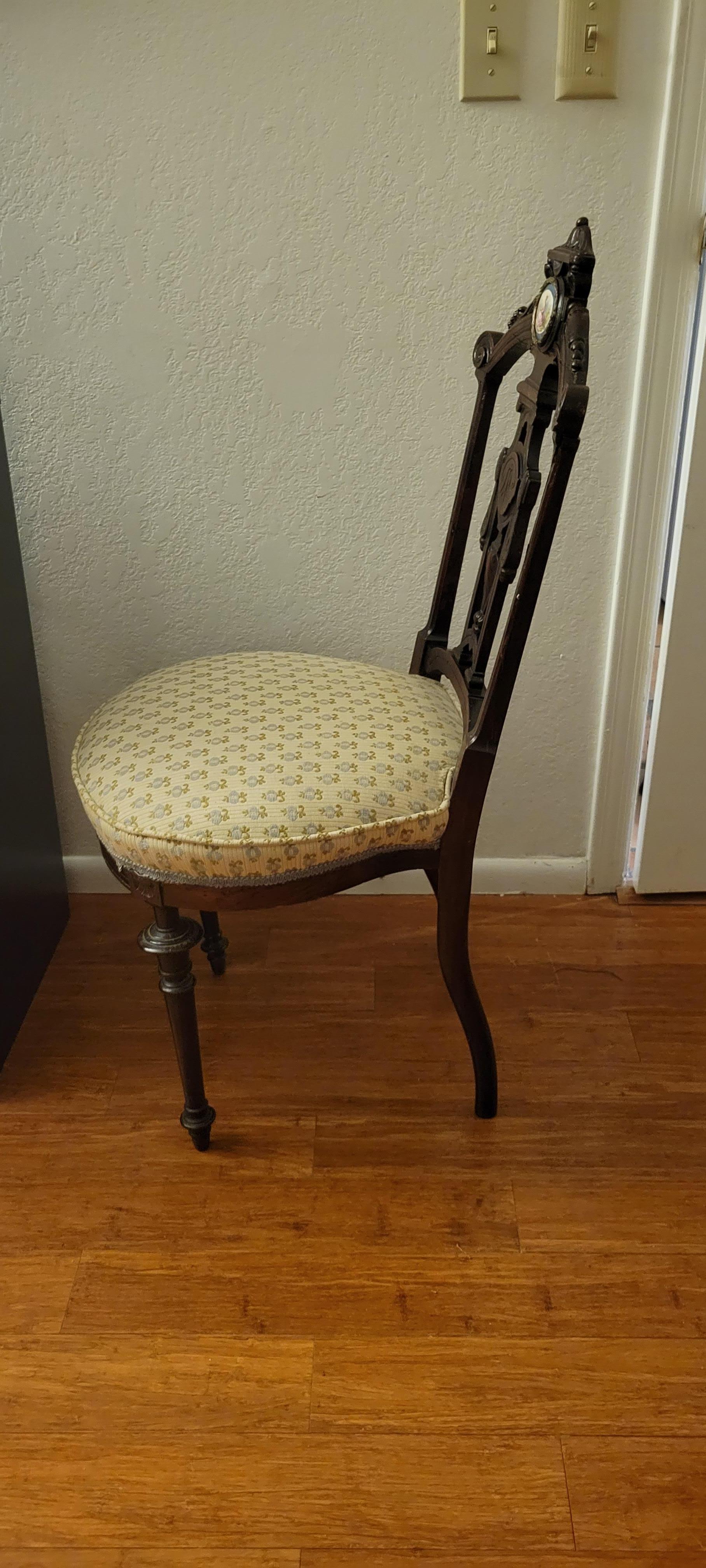 18th Century and Earlier Antique French Chair with Limoges Medallion  For Sale