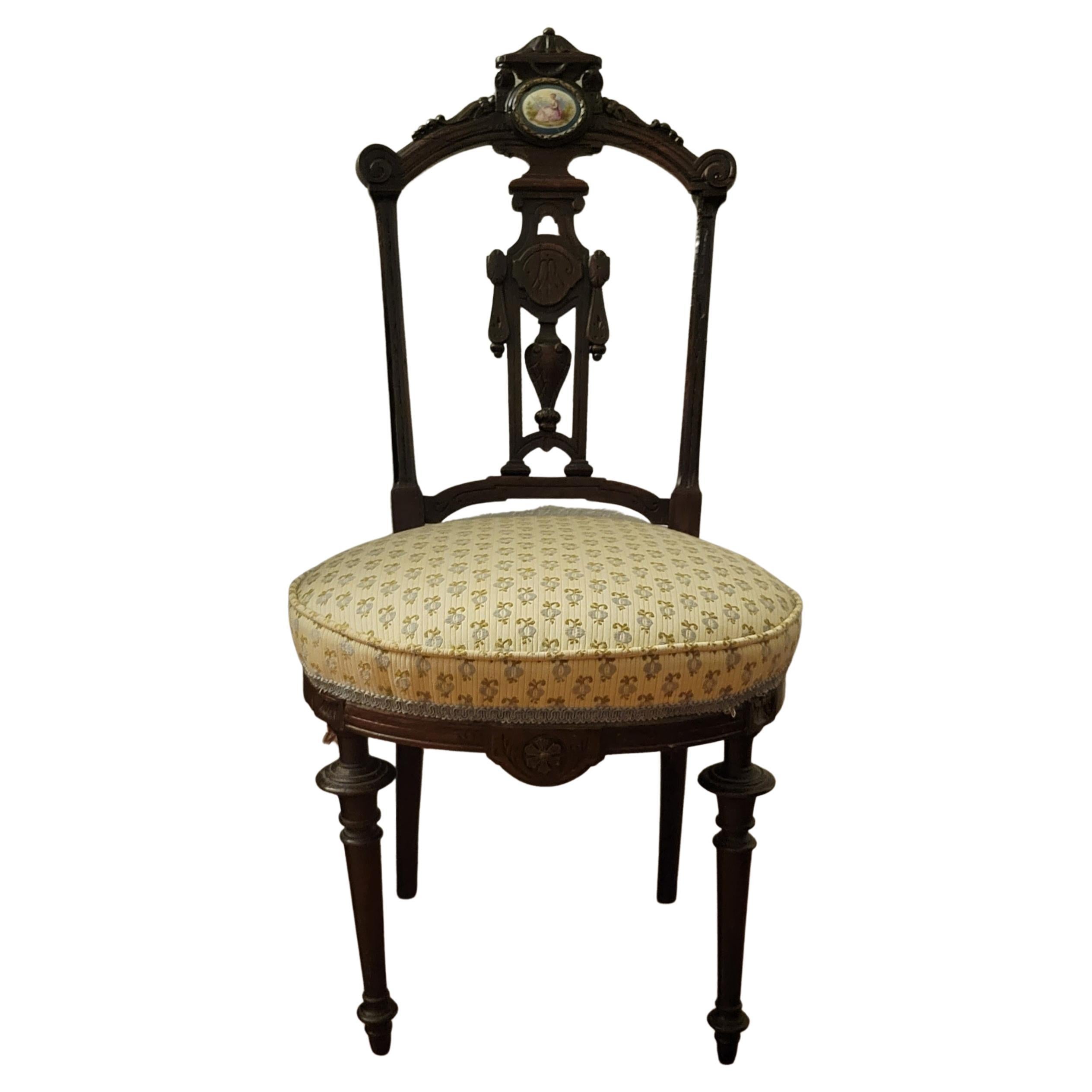 Antique French Chair with Limoges Medallion  For Sale