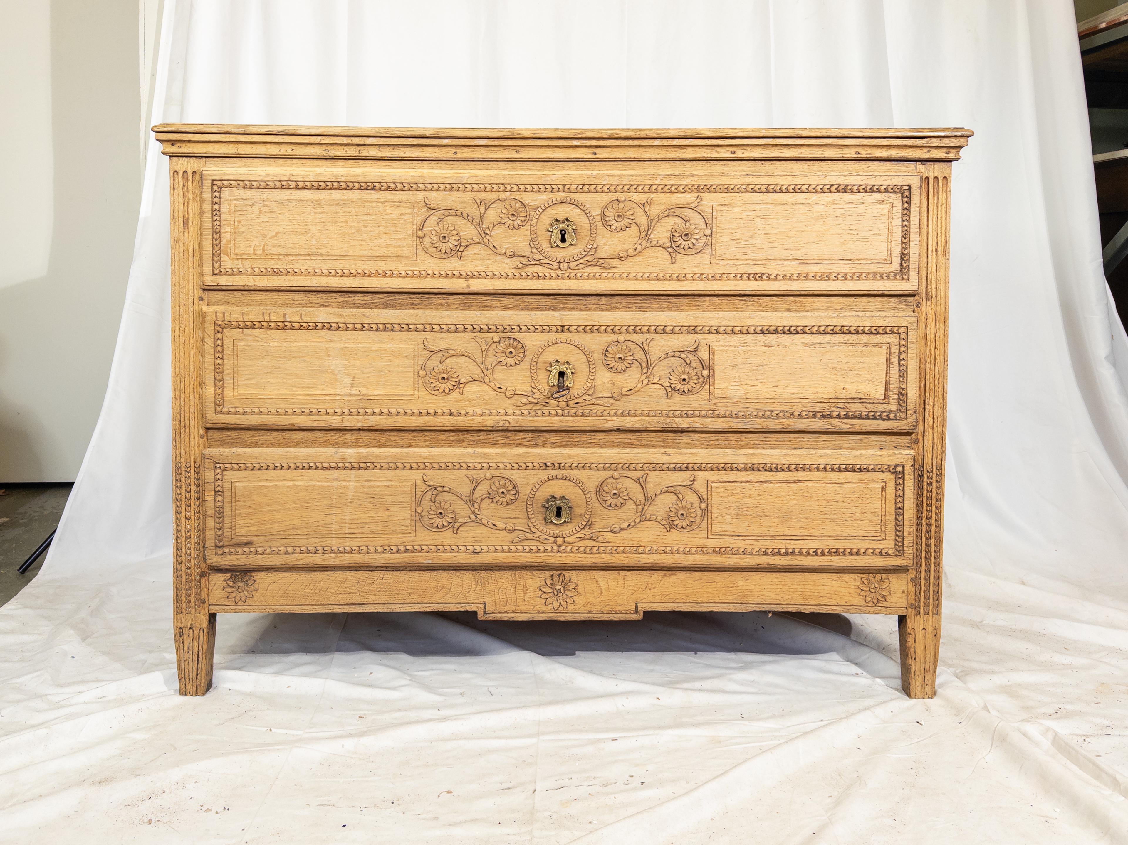 Louis XVI Antique Carved Chest of Drawers from Belgium For Sale