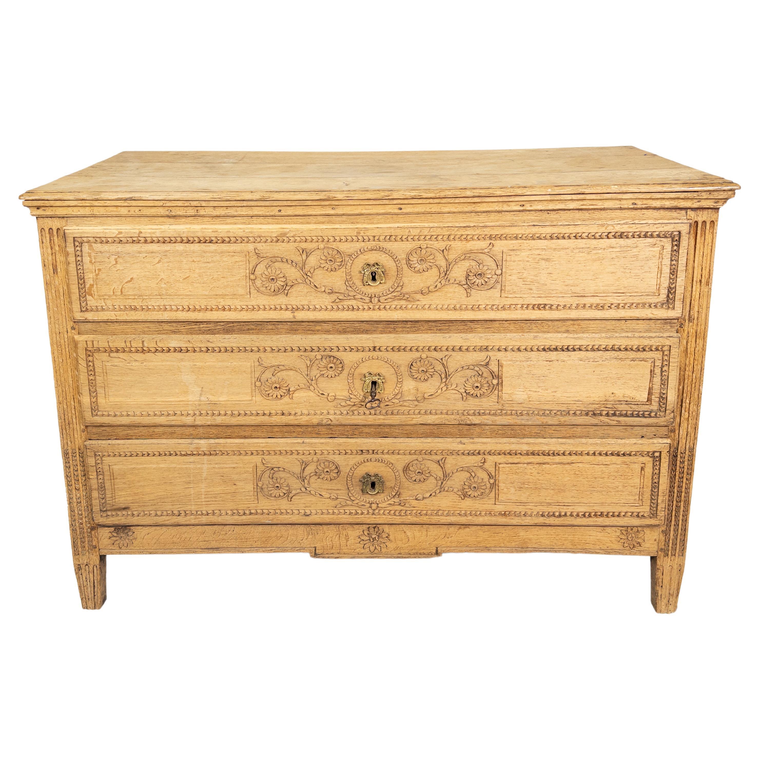 Antique Carved Chest of Drawers from Belgium For Sale