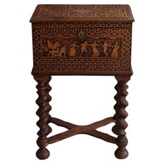 Antique Carved Chest on Turned Legs. Late 19th Century.