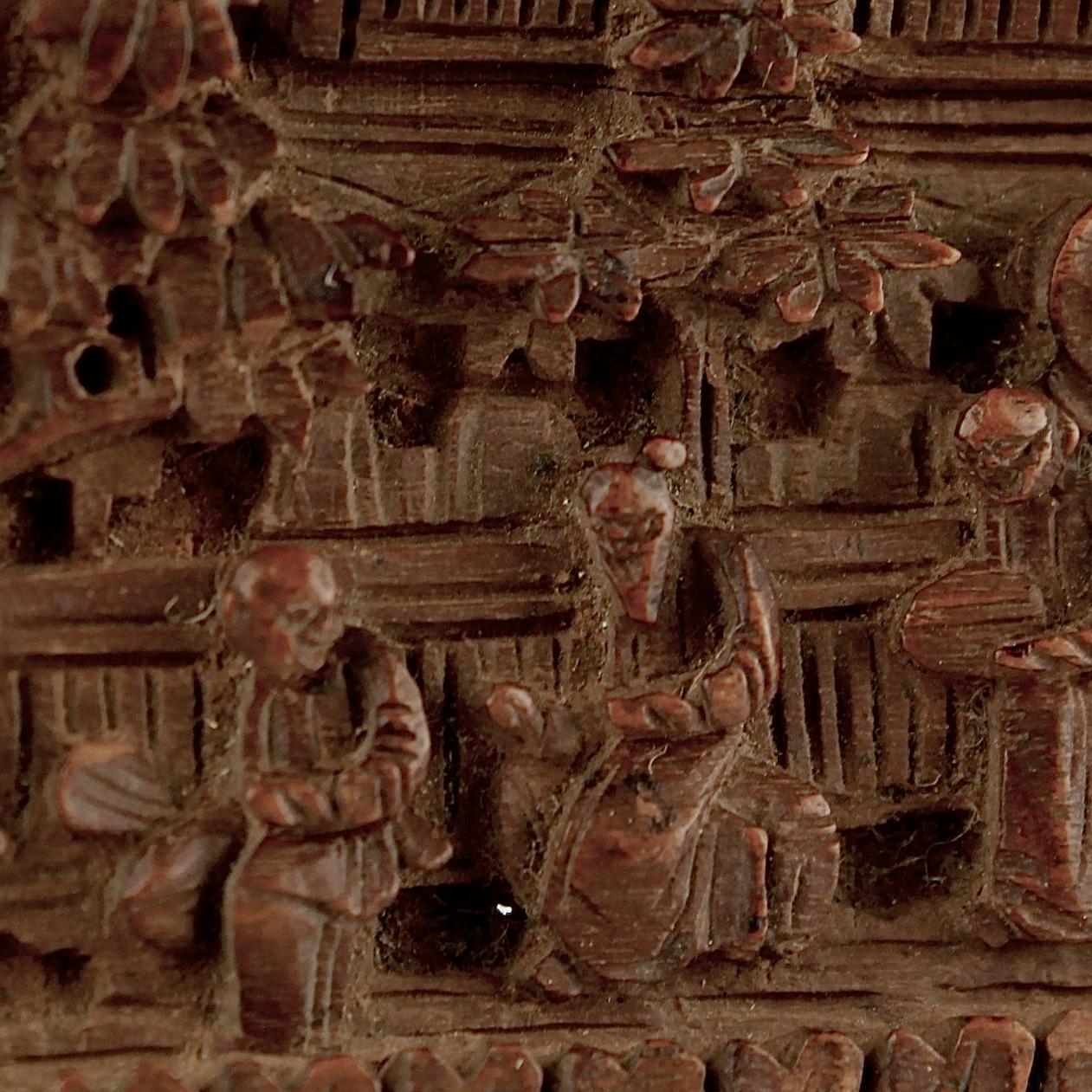 Antike geschnitzte chinesische Boxholzplakette oder Einsatz im Angebot 3
