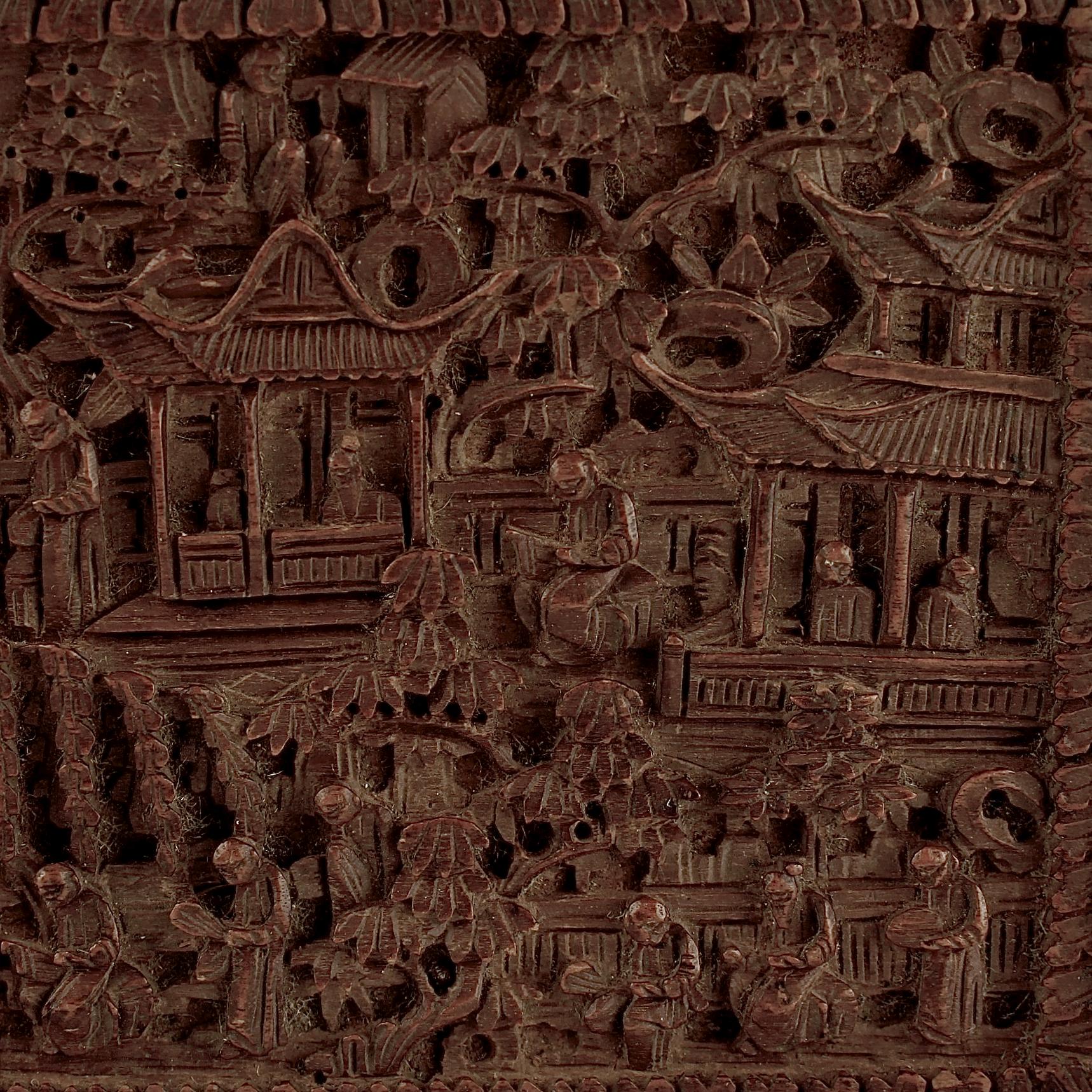 Antike geschnitzte chinesische Boxholzplakette oder Einsatz im Angebot 1