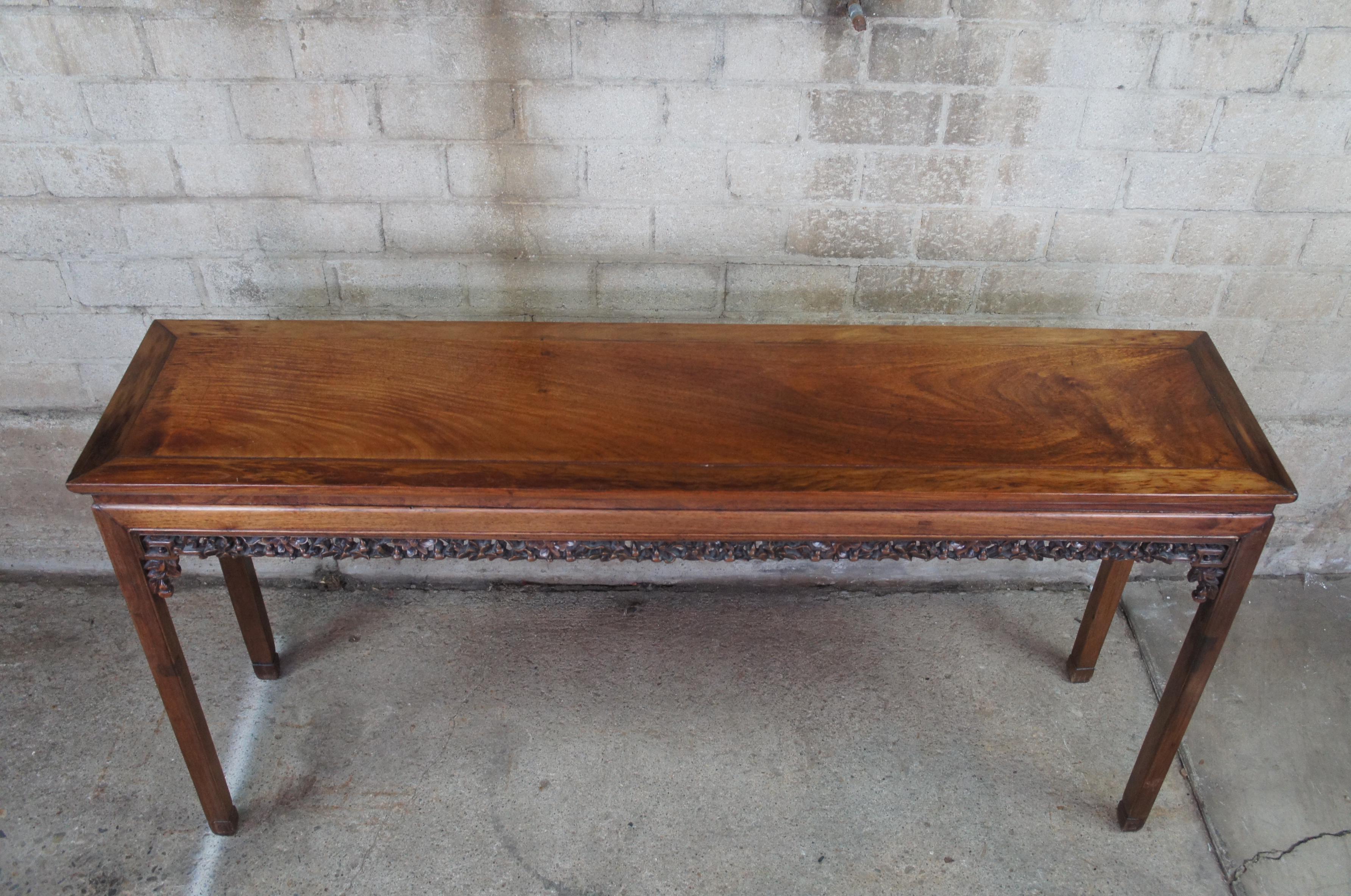 20th Century Antique Carved Chinese Rosewood Altar Console Table Ming Chinoiserie Sofa Hall
