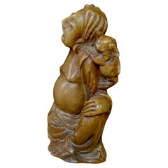 Antique Carved Chinese Soapstone Figure Of Man With Foo Dog