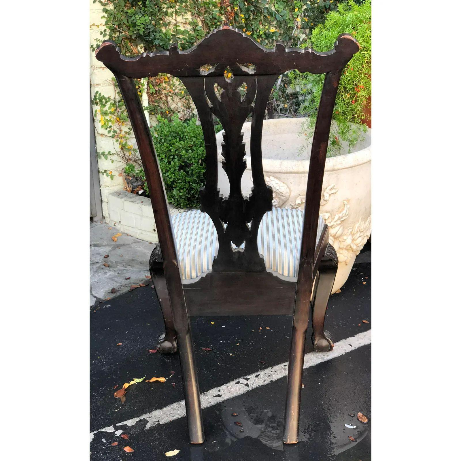 Antique Carved Chippendale Style Desk or Side Chair, 19 Century In Good Condition For Sale In LOS ANGELES, CA