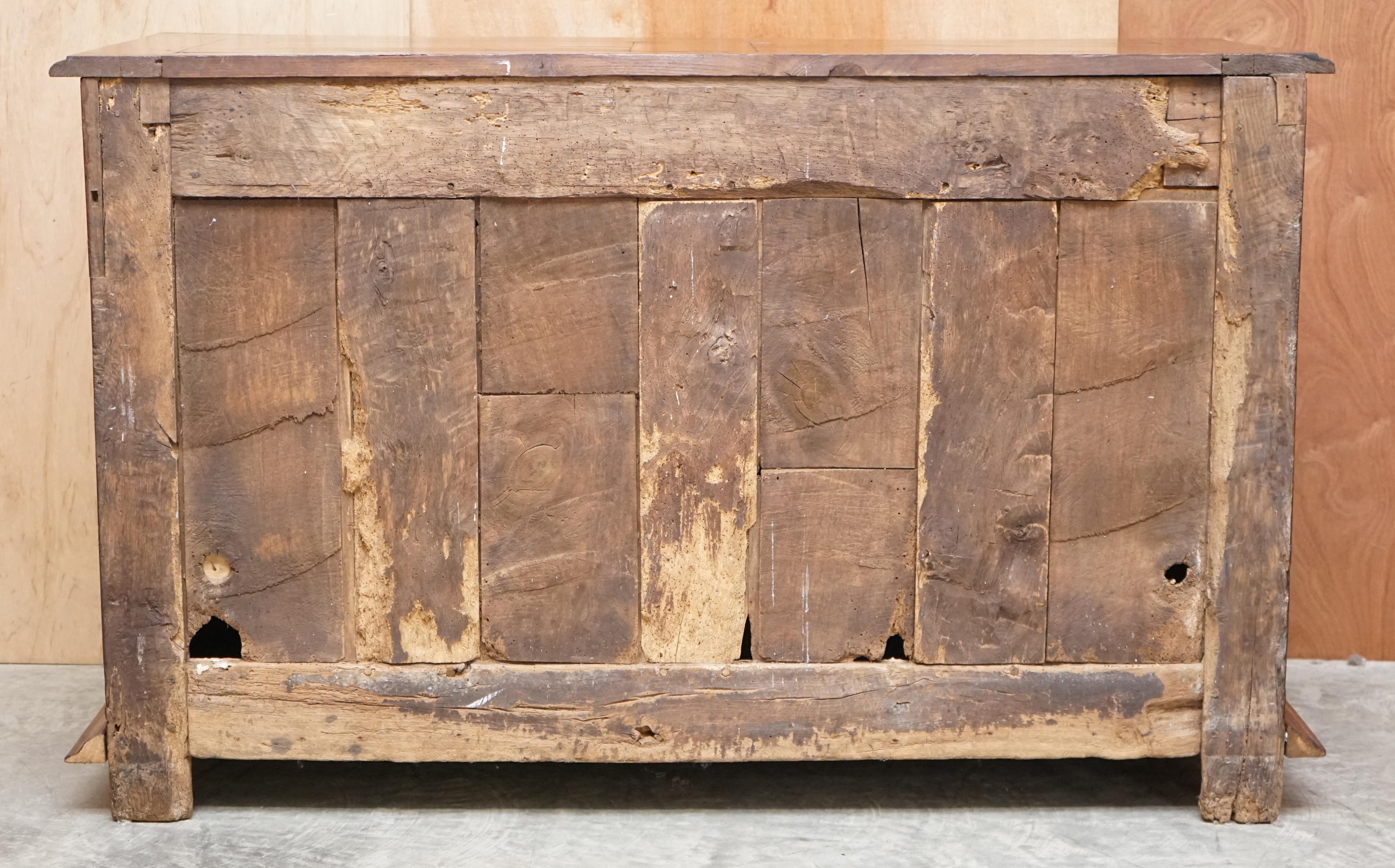 Antique Carved Circa 1800 Continental Oak Sideboard Beautiful Military Panels For Sale 6