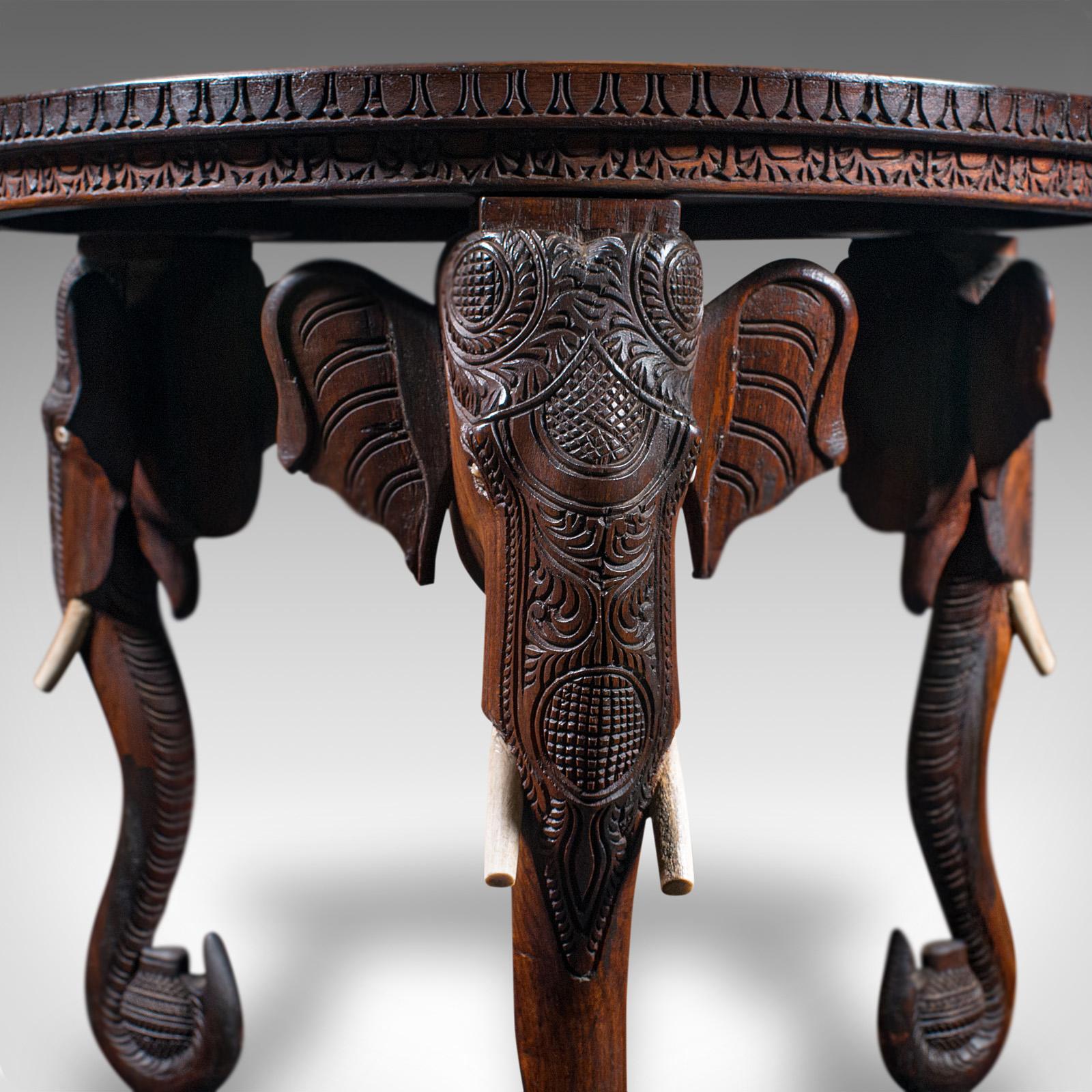 Antique Carved Circular Table, Indian, Teak, Colonial, Campaign, Victorian, 1900 6