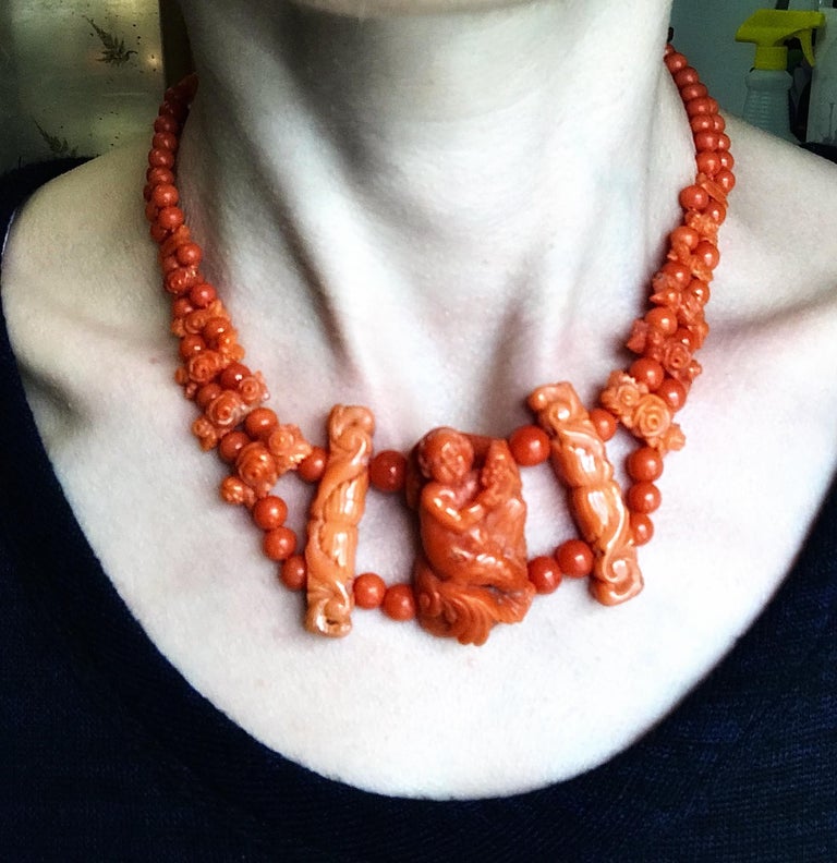 Antique Carved Coral Necklace For Sale at 1stDibs antique coral