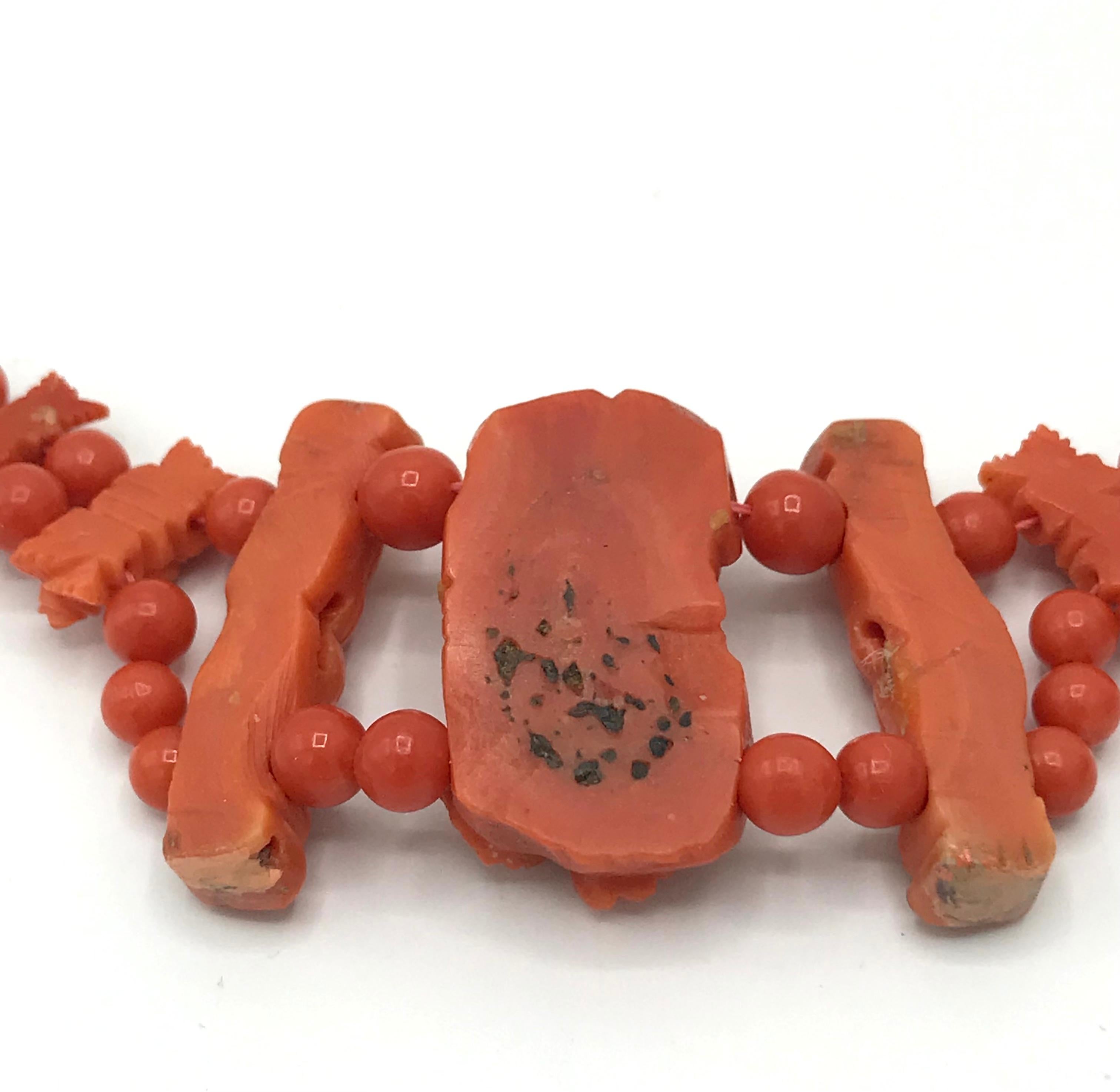 Women's Antique Carved Coral Necklace For Sale