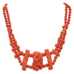 Antique Carved Coral Necklace
