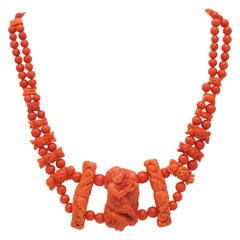 Collier de corail sculpté ancien