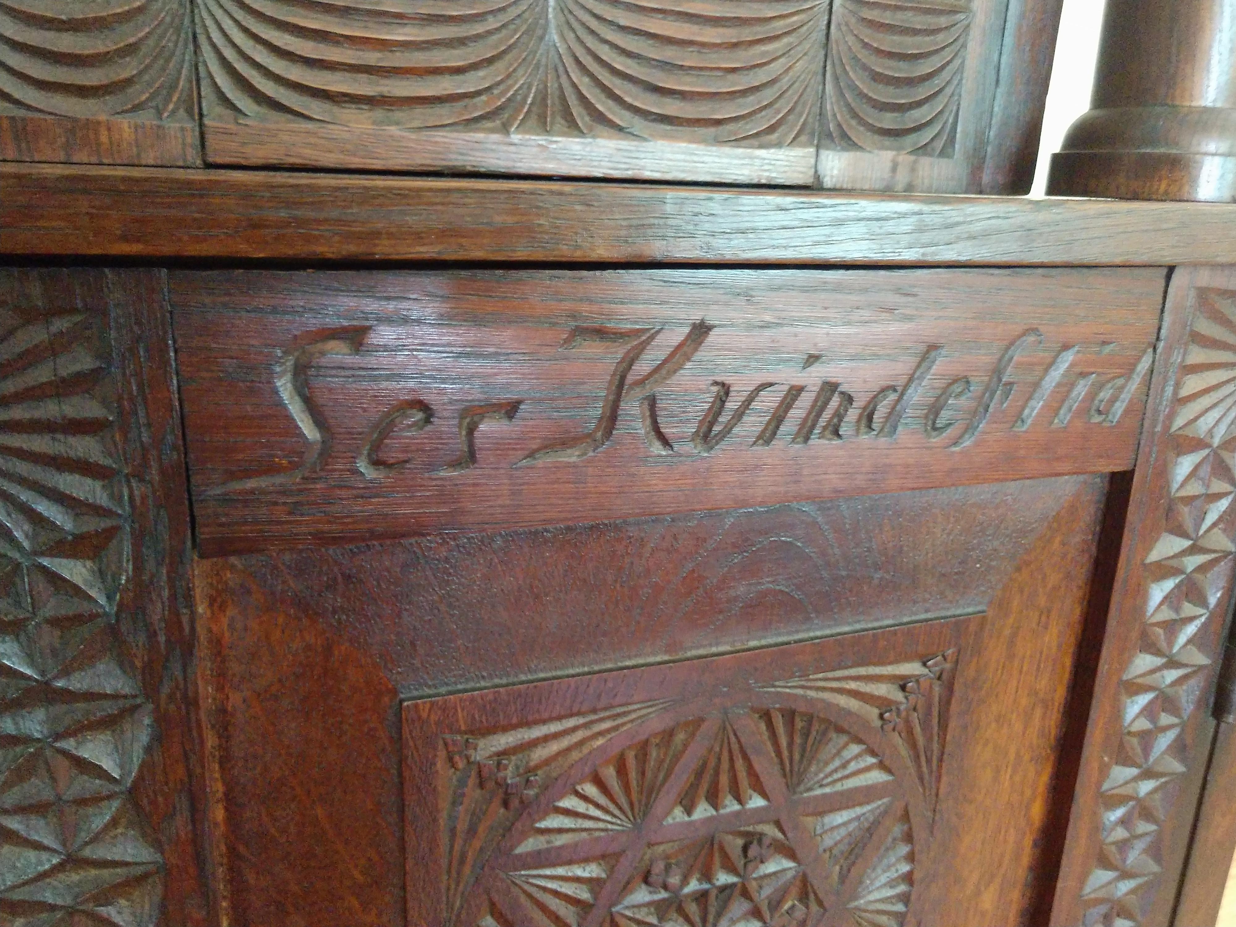 Antique 19th C Hand Carved Danish Oak Step Back Cupboard For Sale 4