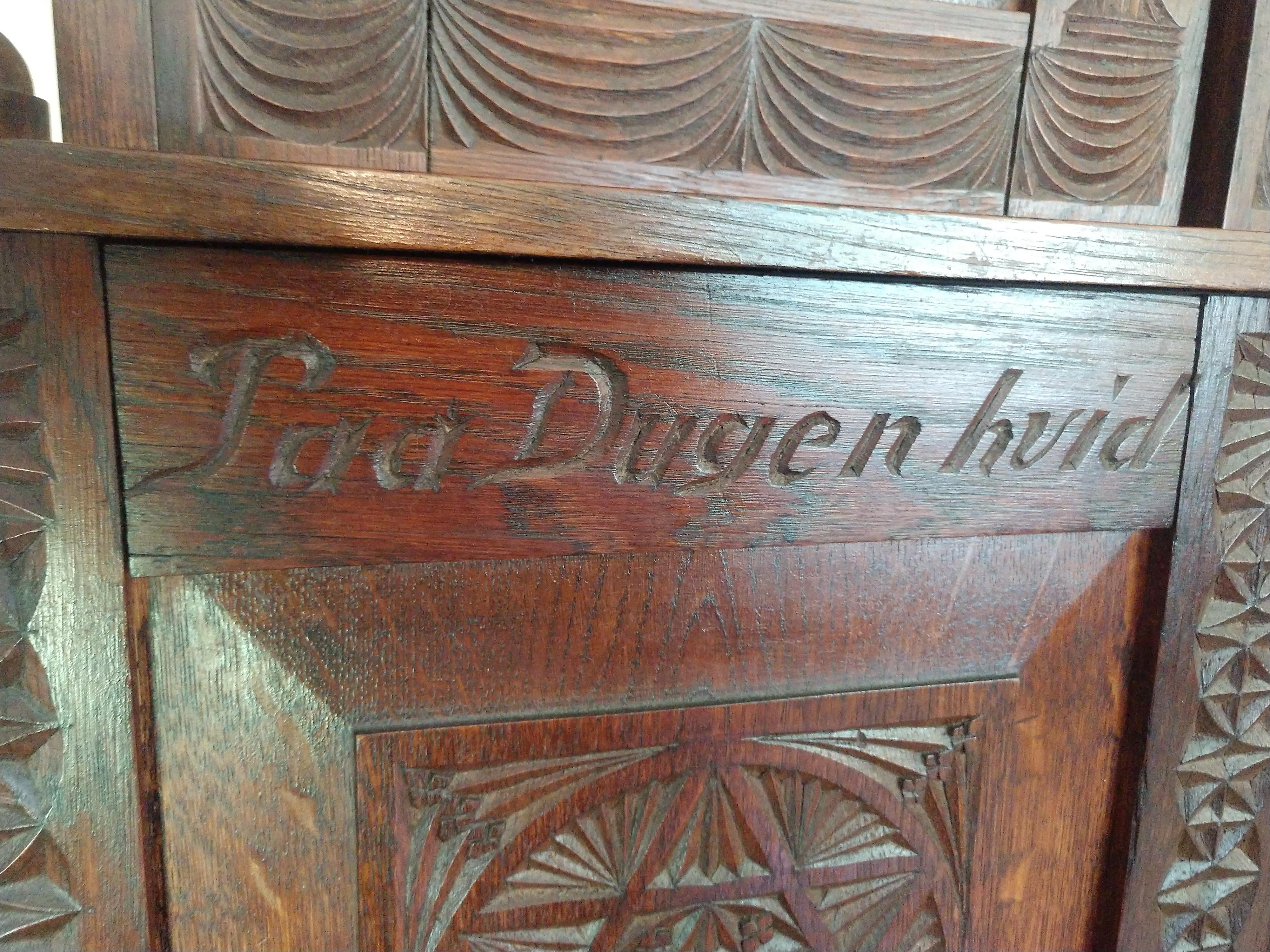 Antique 19th C Hand Carved Danish Oak Step Back Cupboard For Sale 5