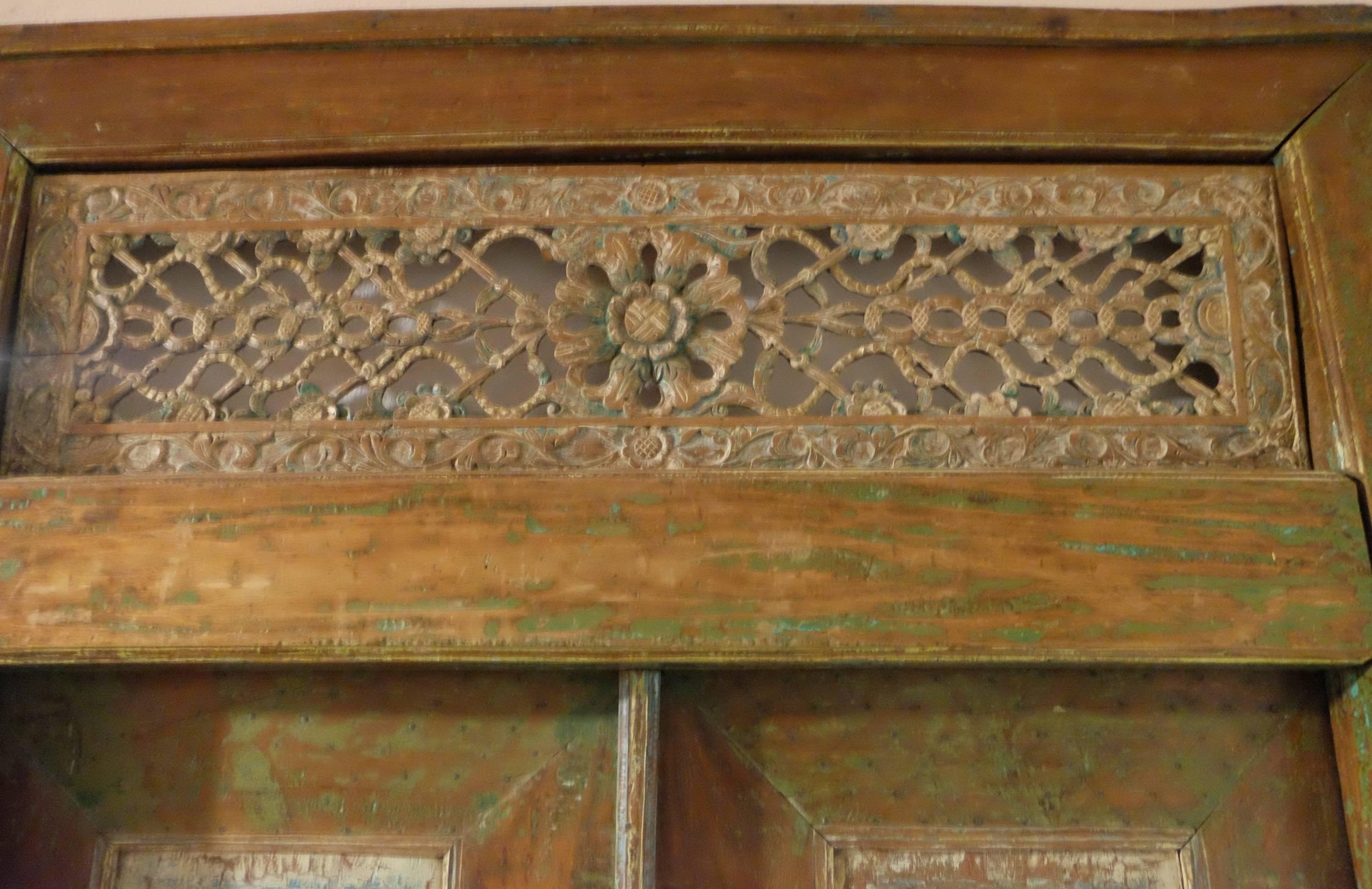 Metal Antique Carved Double Doors or Paneling Beautifully Patinated Wood 19th Century For Sale