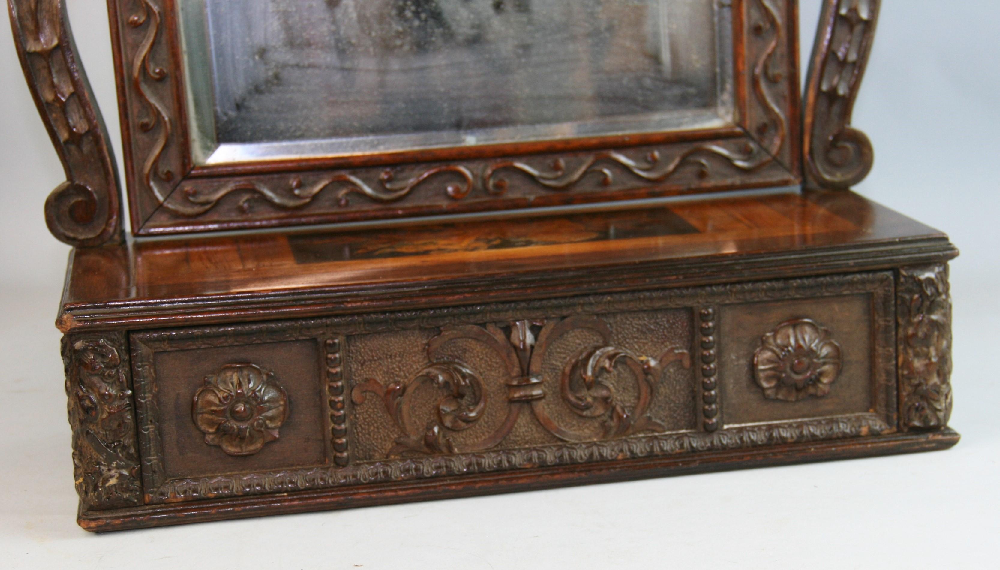 Late 19th Century Antique Carved Dressing Table Swing Mirror 1870's For Sale