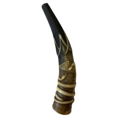 Antique carved drinking horn from the 19th century  