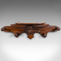Antique Carved Eagle Coat Rack, Scottish, Oak, Hall Peg Mount, Victorian, C.1900