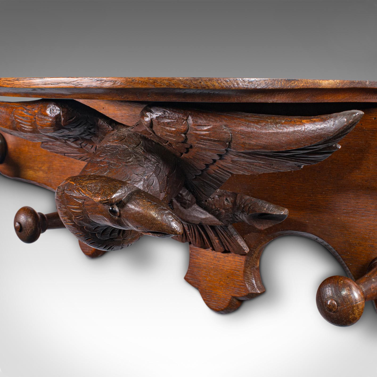 Antique Carved Eagle Coat Rack, Scottish, Oak, Hall Peg Mount, Victorian, C.1900 For Sale 1