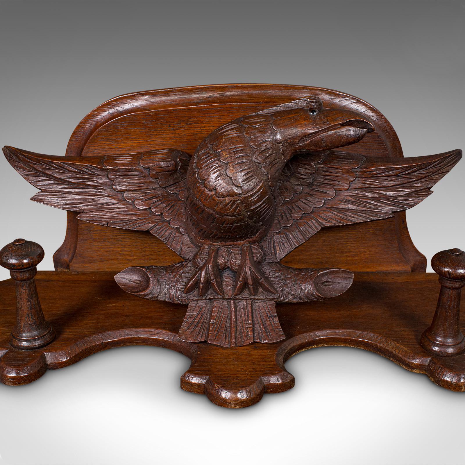 Antique Carved Eagle Coat Rack, Scottish, Oak, Hall Peg Mount, Victorian, C.1900 For Sale 2
