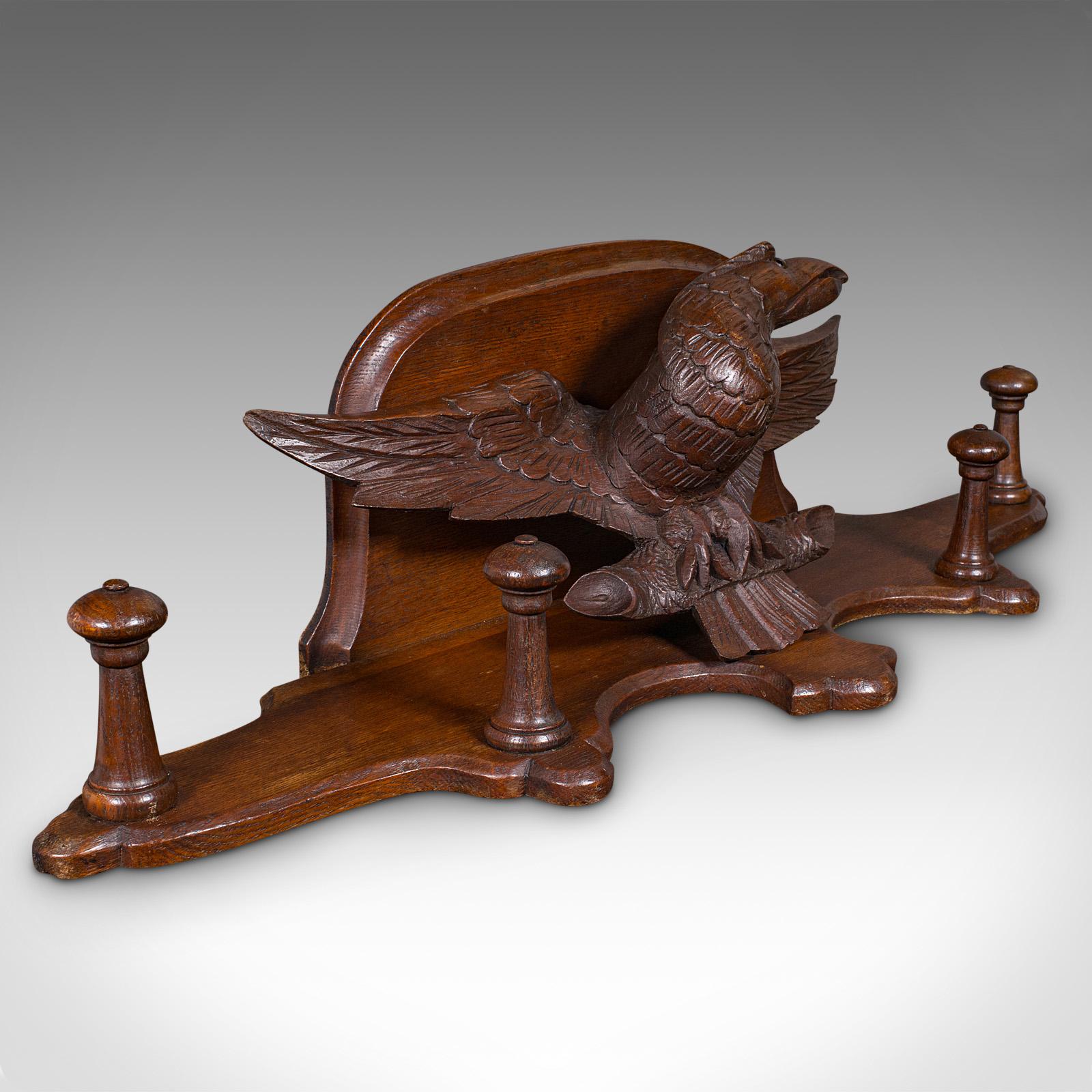 Antique Carved Eagle Coat Rack, Scottish, Oak, Hall Peg Mount, Victorian, C.1900 For Sale 3