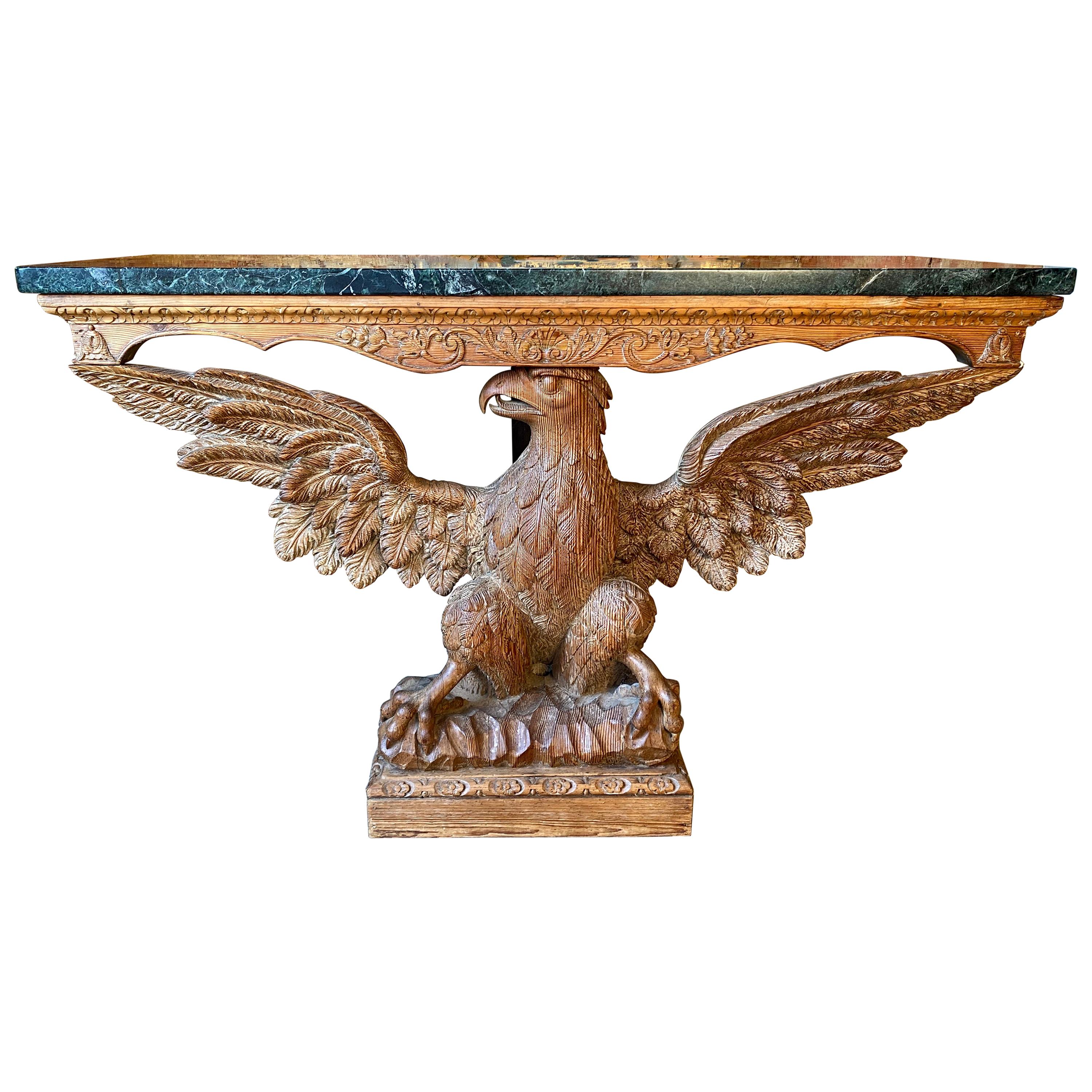 Antique Carved Eagle Console Table