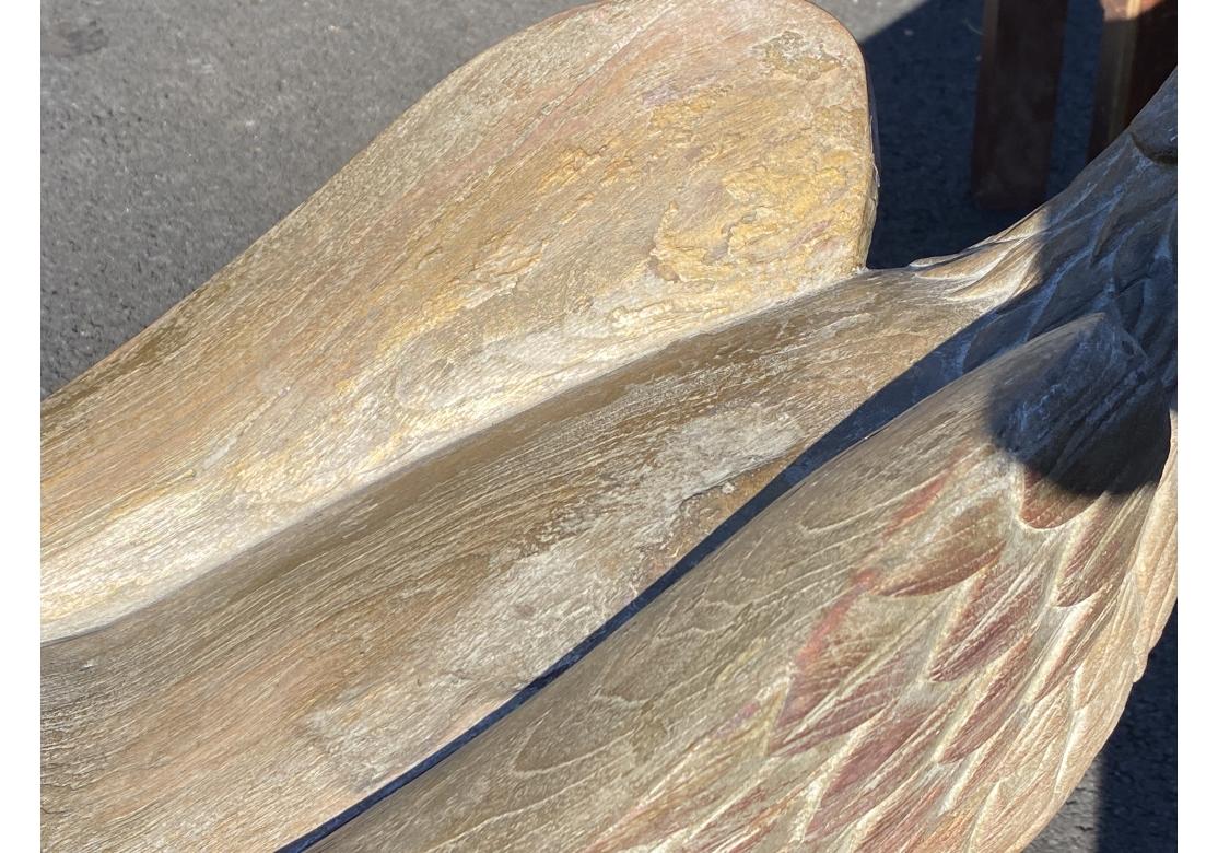 Antique Carved Eagle Form Architectural Decorative Element In Distressed Condition For Sale In Bridgeport, CT