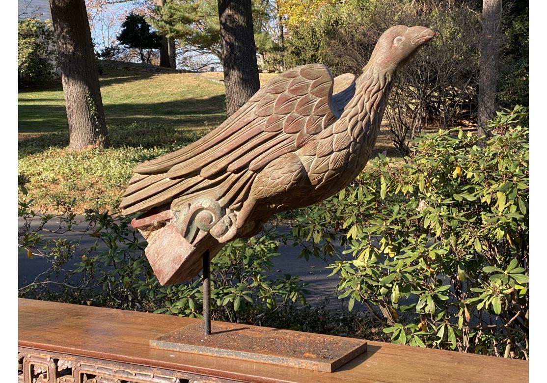 19th Century Antique Carved Eagle Form Architectural Decorative Element For Sale