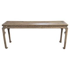 Table console ancienne en orme sculpté