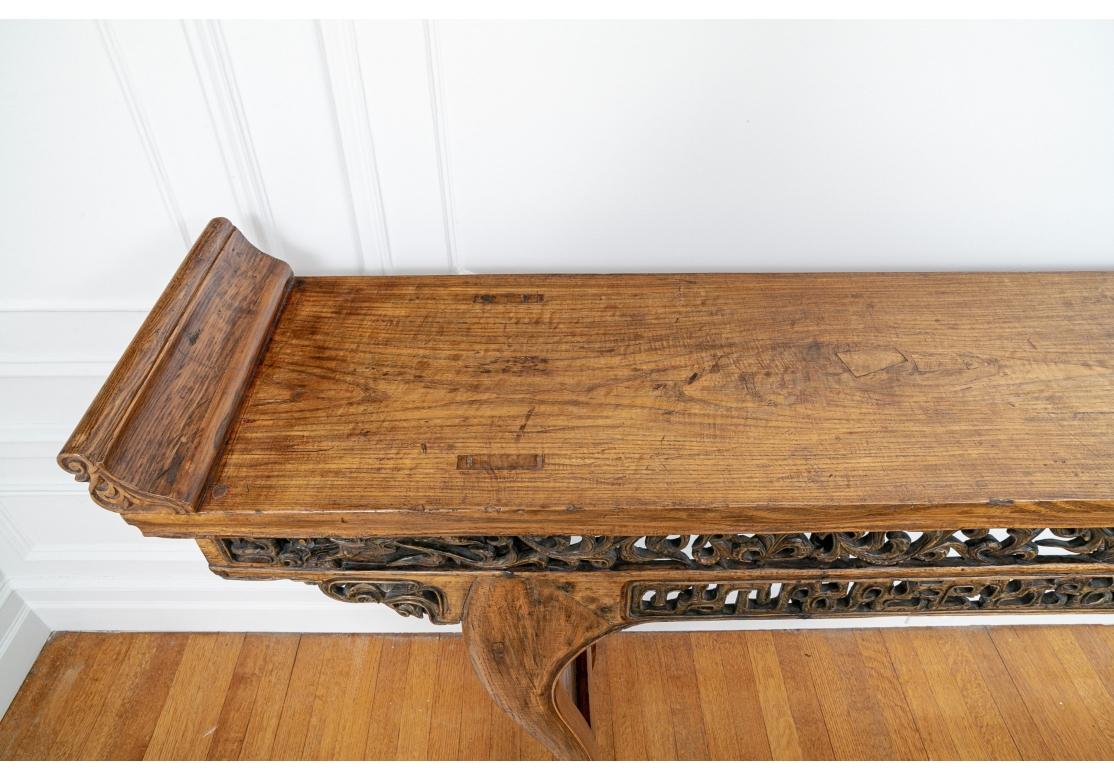 20th Century Antique Carved Elmwood Northern Chinese Altar Table For Sale