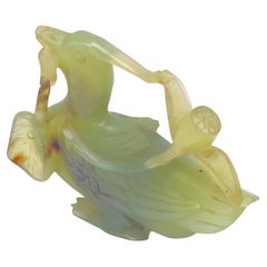 Vintage Carved Figure, an Oriental, Jade Study of Bird of Para, China 20th