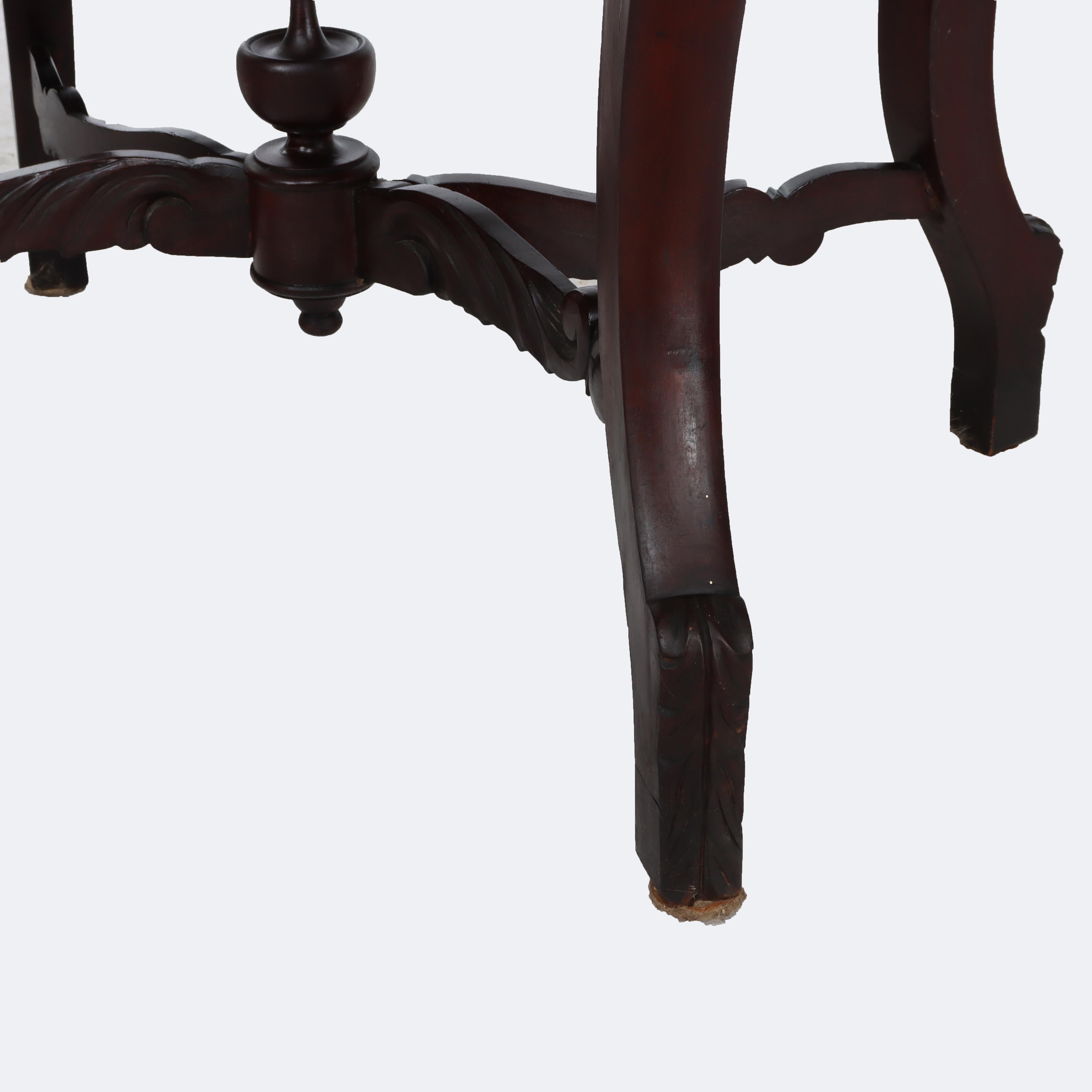Mesa antigua de caoba tallada con tapa de tortuga C1880 siglo XIX en venta