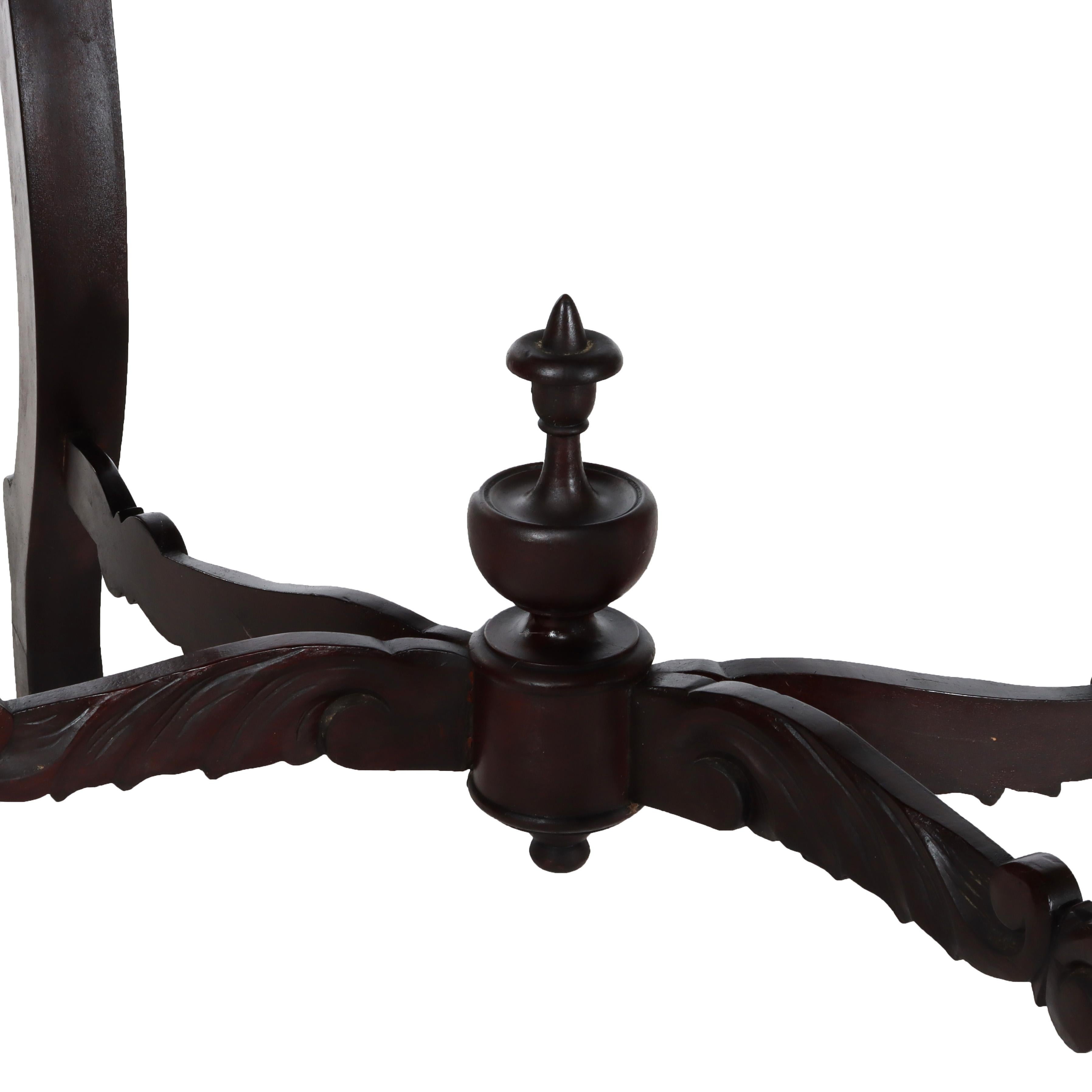 Mesa antigua de caoba tallada con tapa de tortuga C1880 Caoba en venta