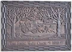 Antique Carved Folk Art Wooden Wall Hanging Commemorating The Royal Mail
