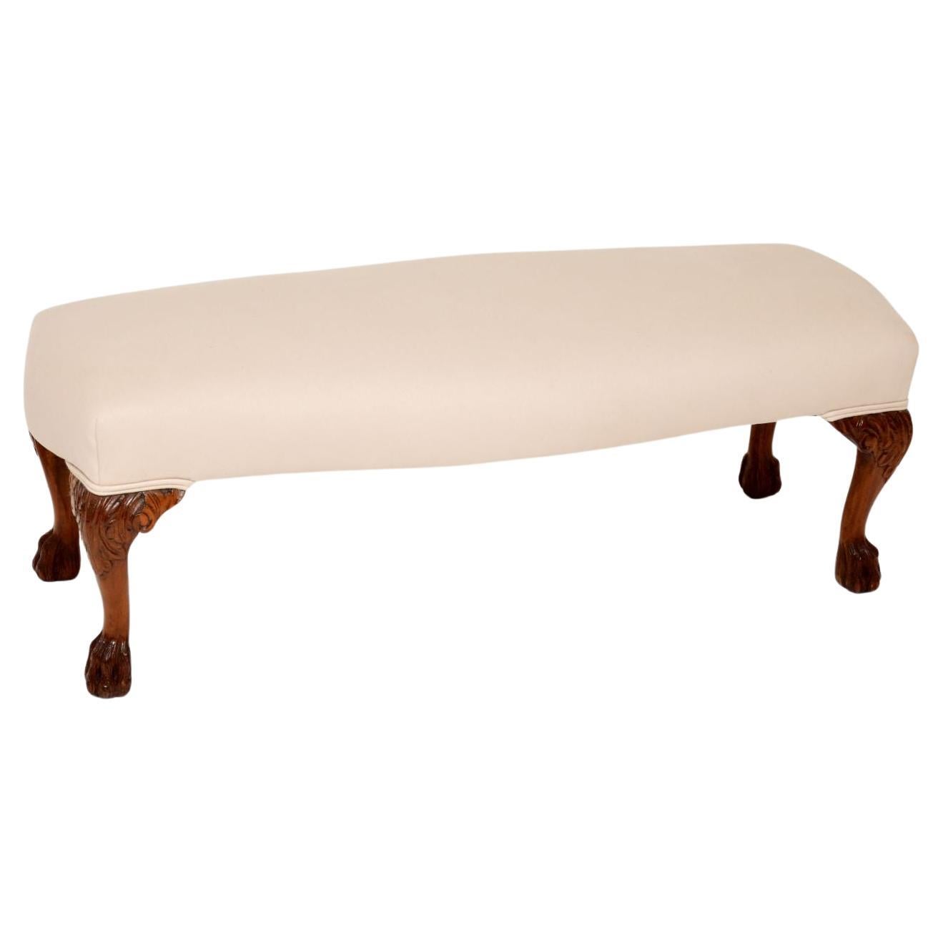 Antique Leather Foot Stool For Sale at 1stDibs