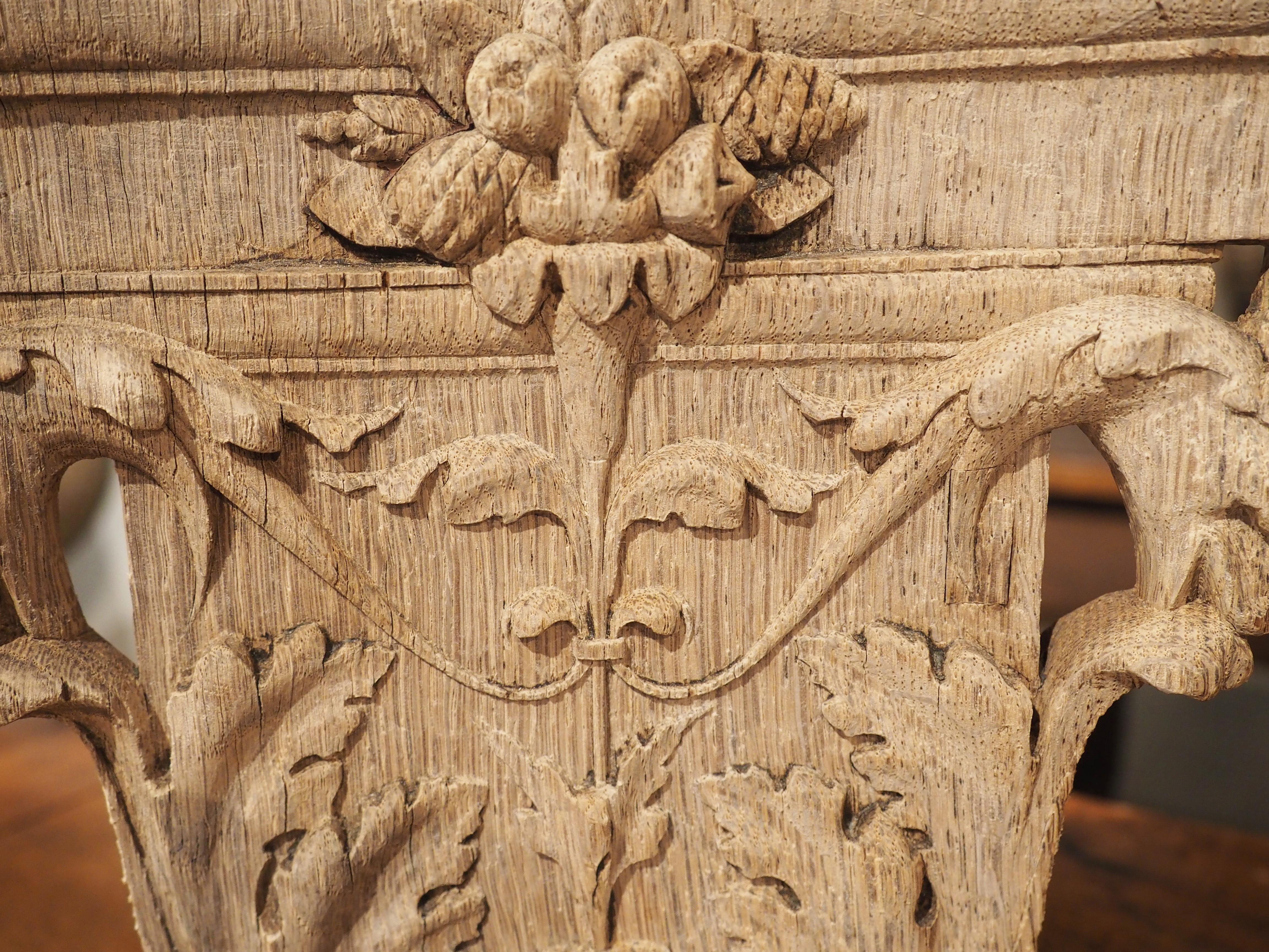 Antique Carved French Oak Capital on Stand, Dated 1841 11