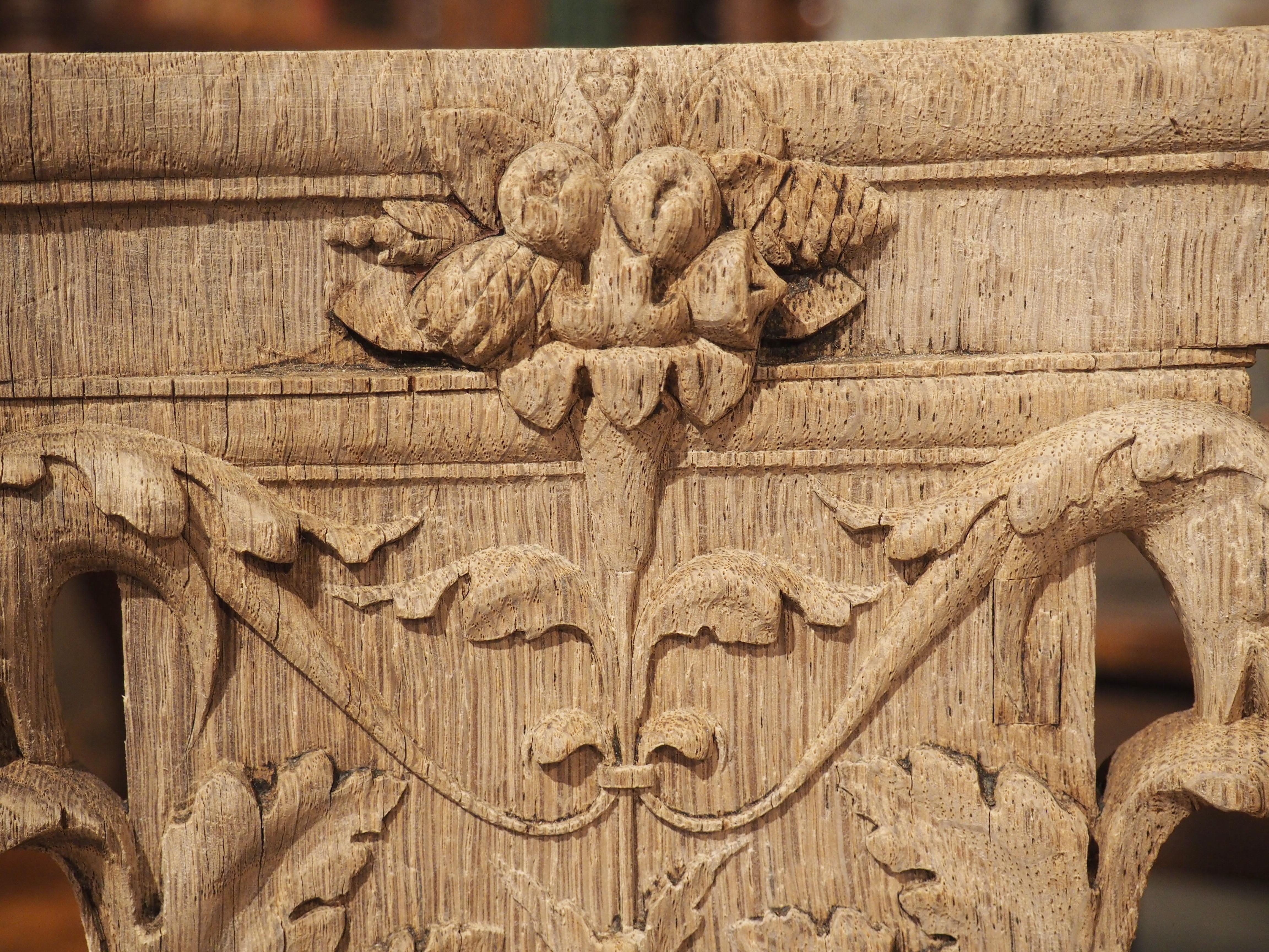 Antique Carved French Oak Capital on Stand, Dated 1841 3