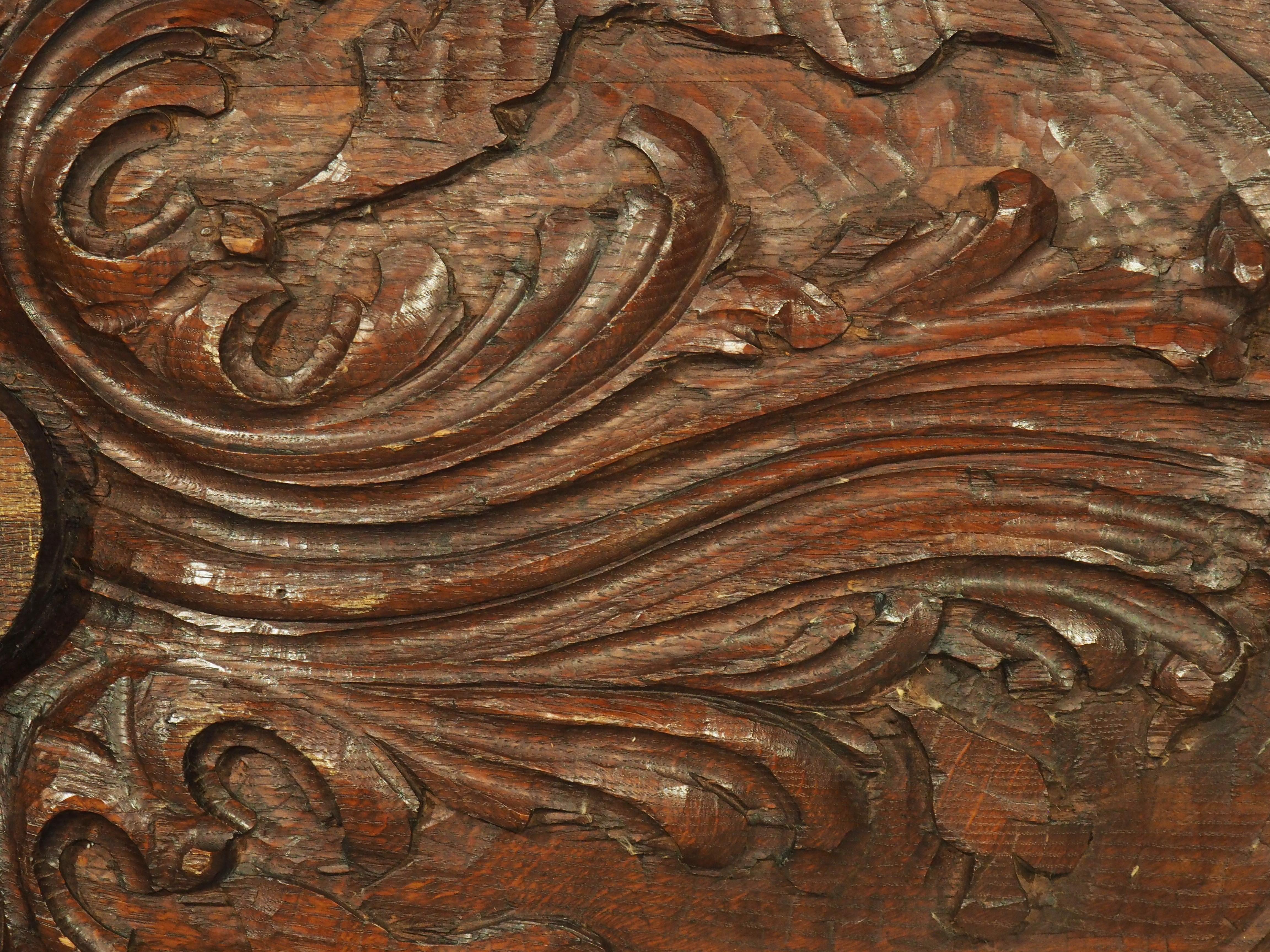 Plaque de plafond antique en chêne français sculpté, vers 1870 3