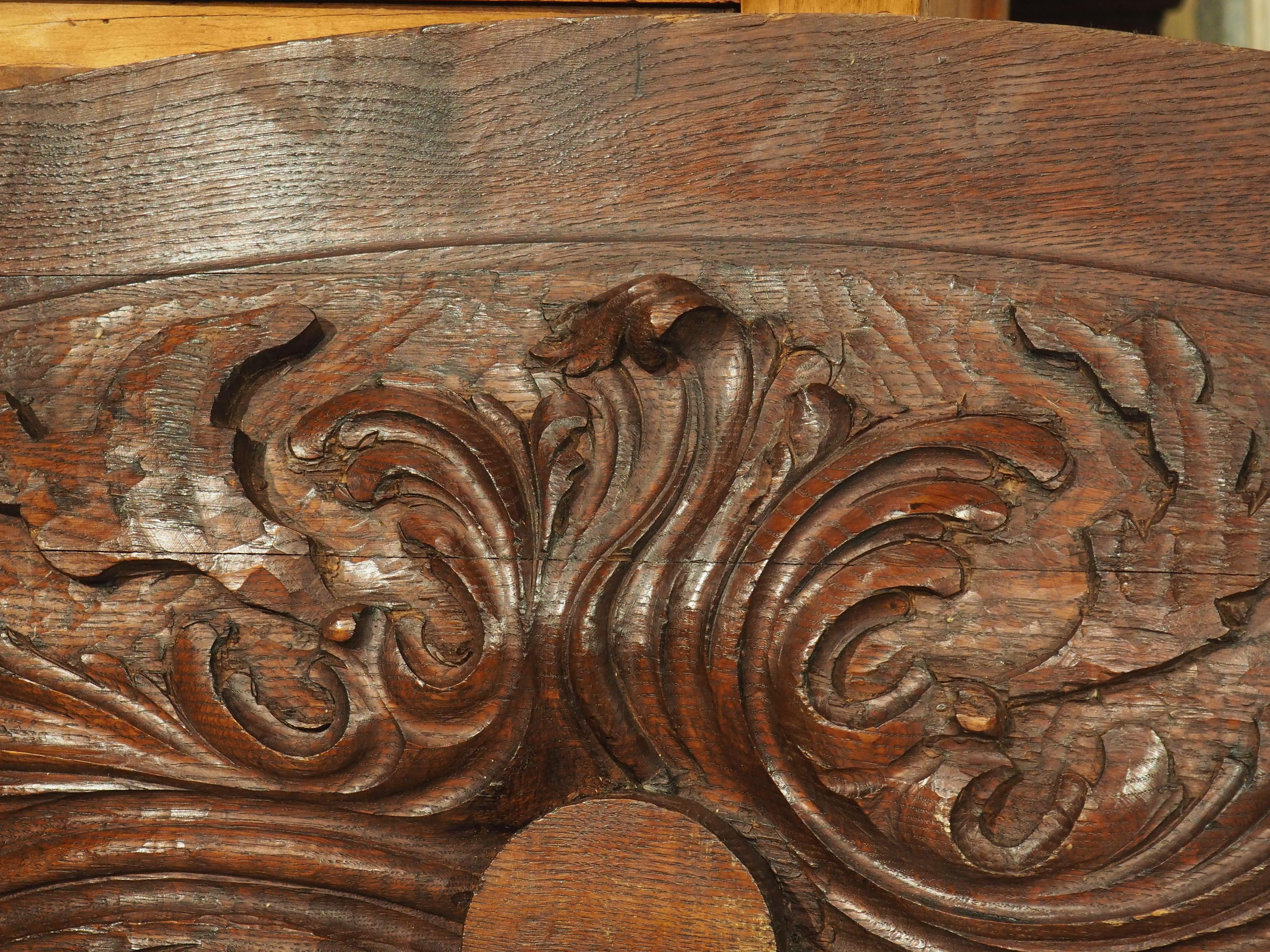 Plaque de plafond antique en chêne français sculpté, vers 1870 1